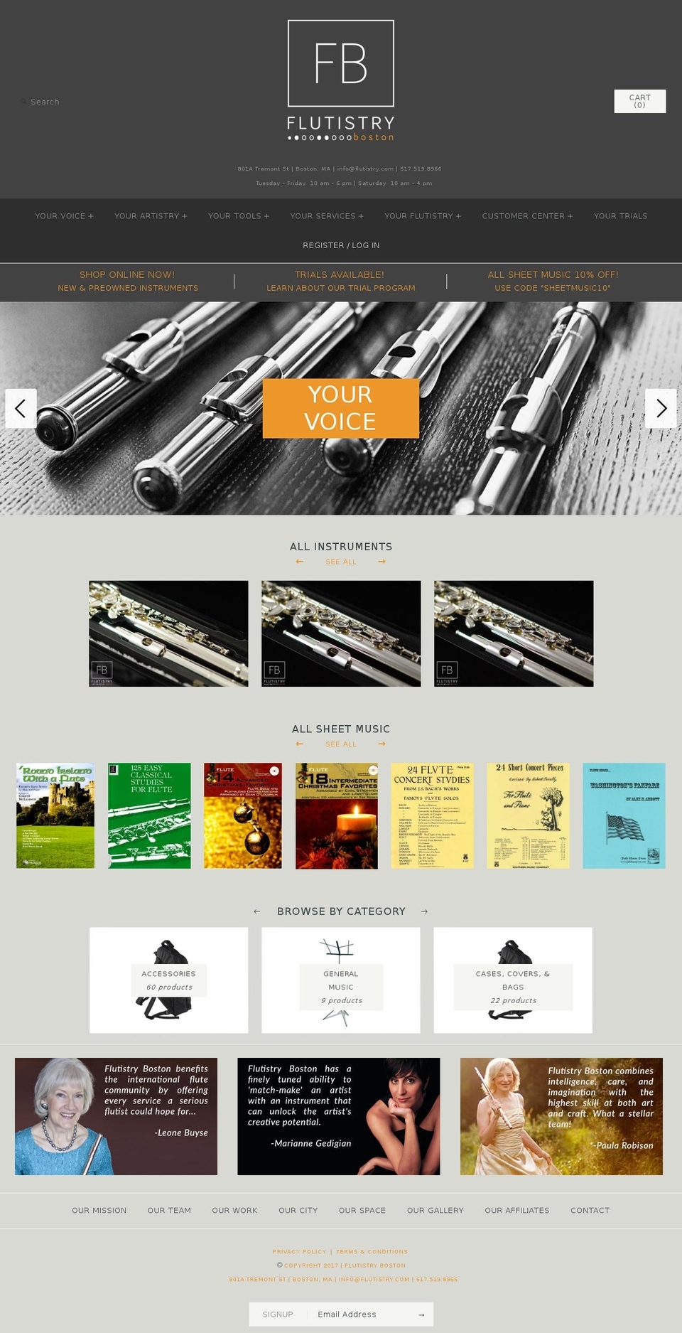 flutistry.com shopify website screenshot