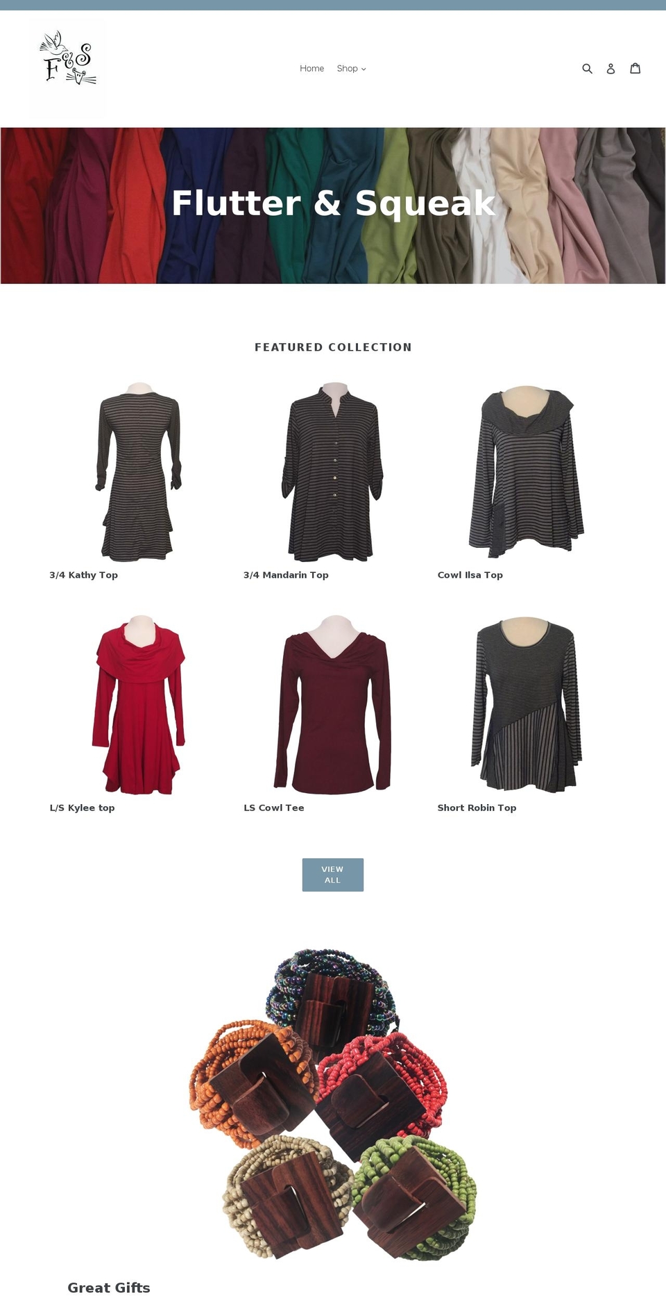 flutterandsqueak.net shopify website screenshot