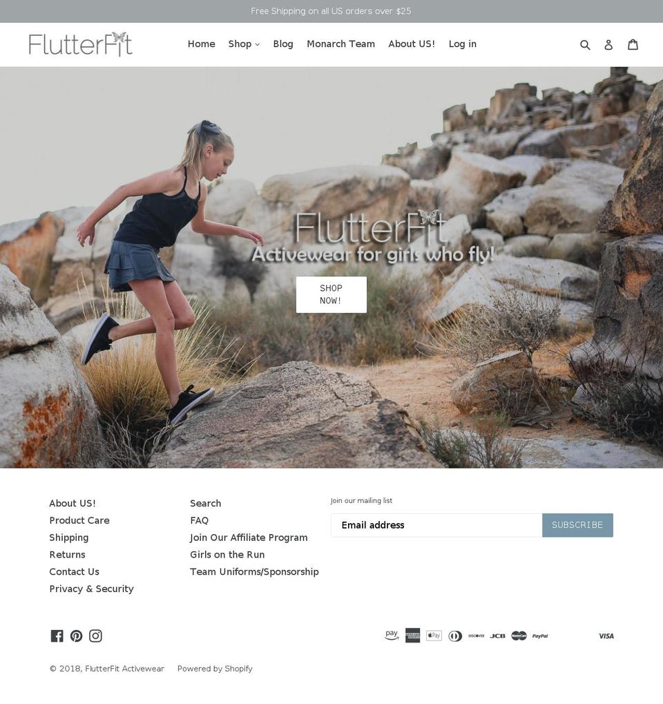 flutterfit.com shopify website screenshot