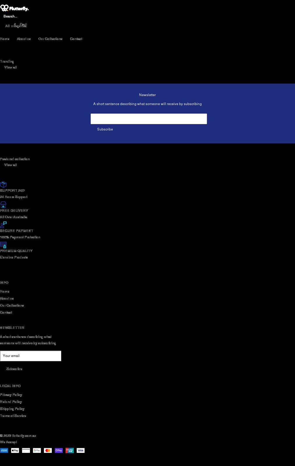 flutterfly.com.au shopify website screenshot