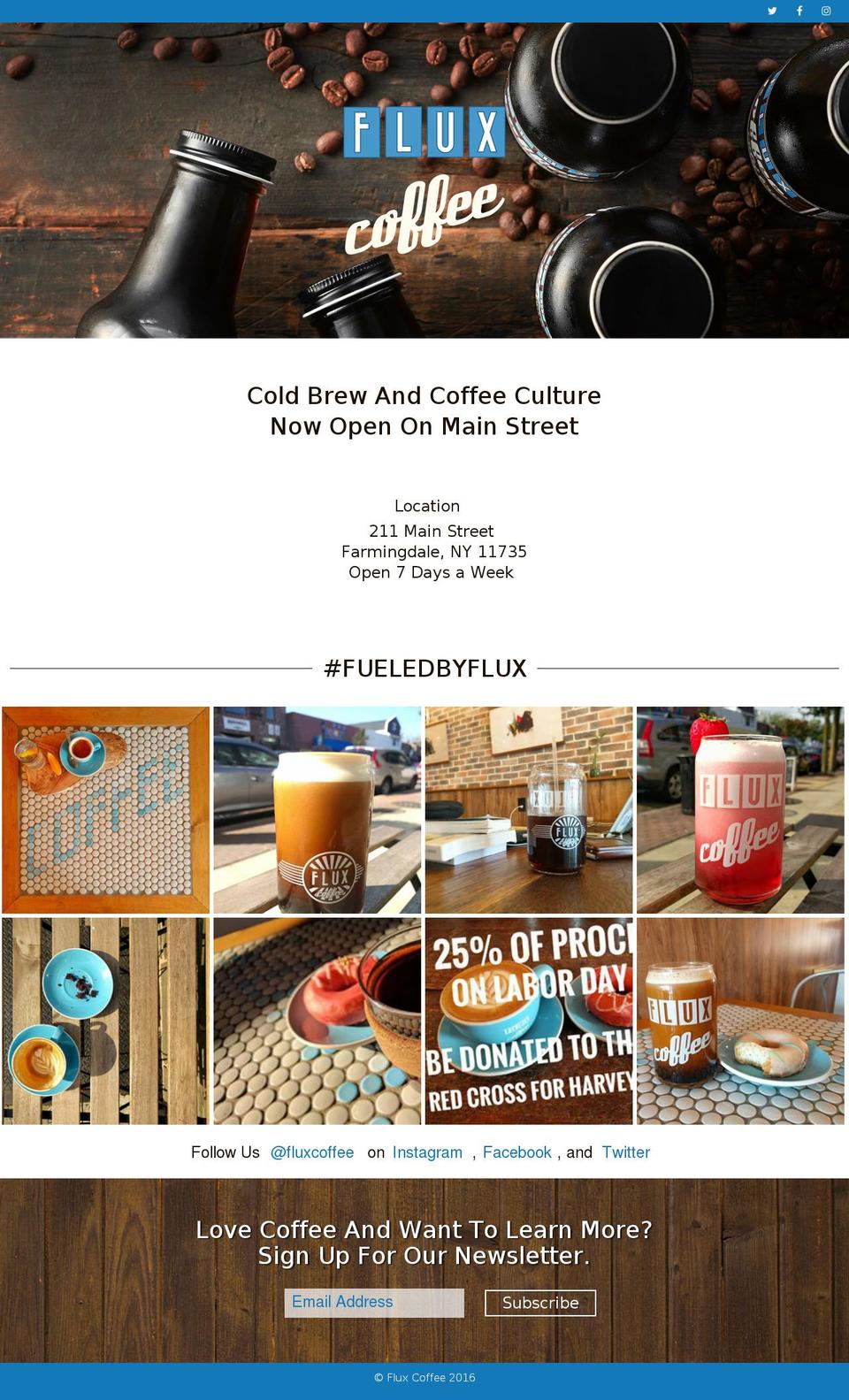 fluxcoffee.com shopify website screenshot