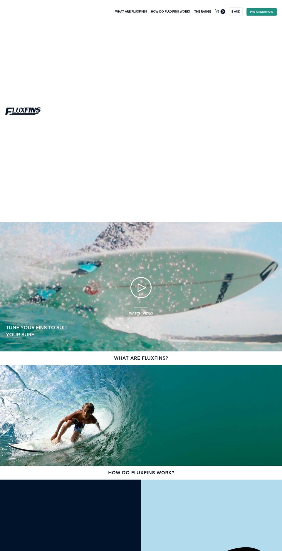 fluxfins.com shopify website screenshot