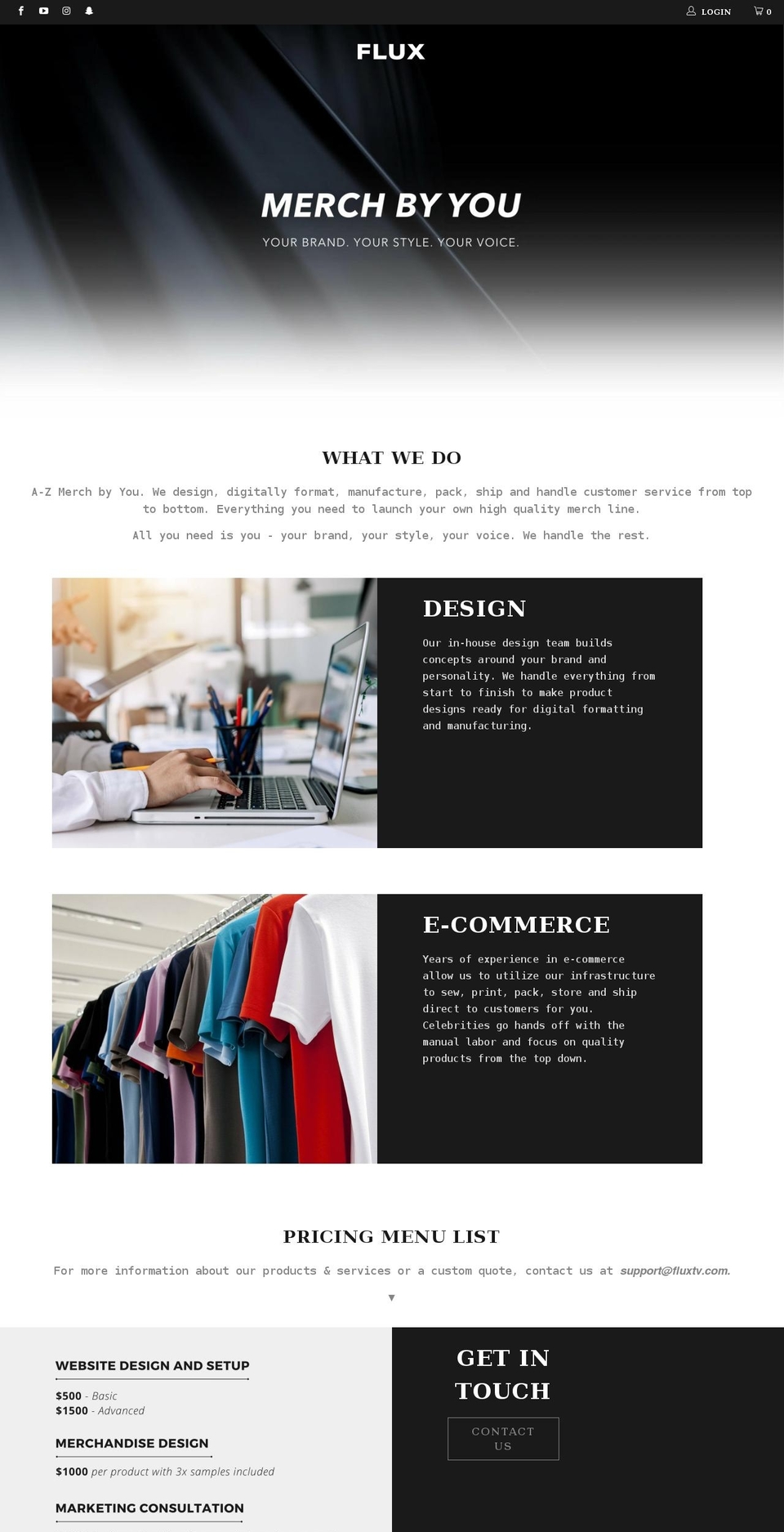 fluxtv.com shopify website screenshot