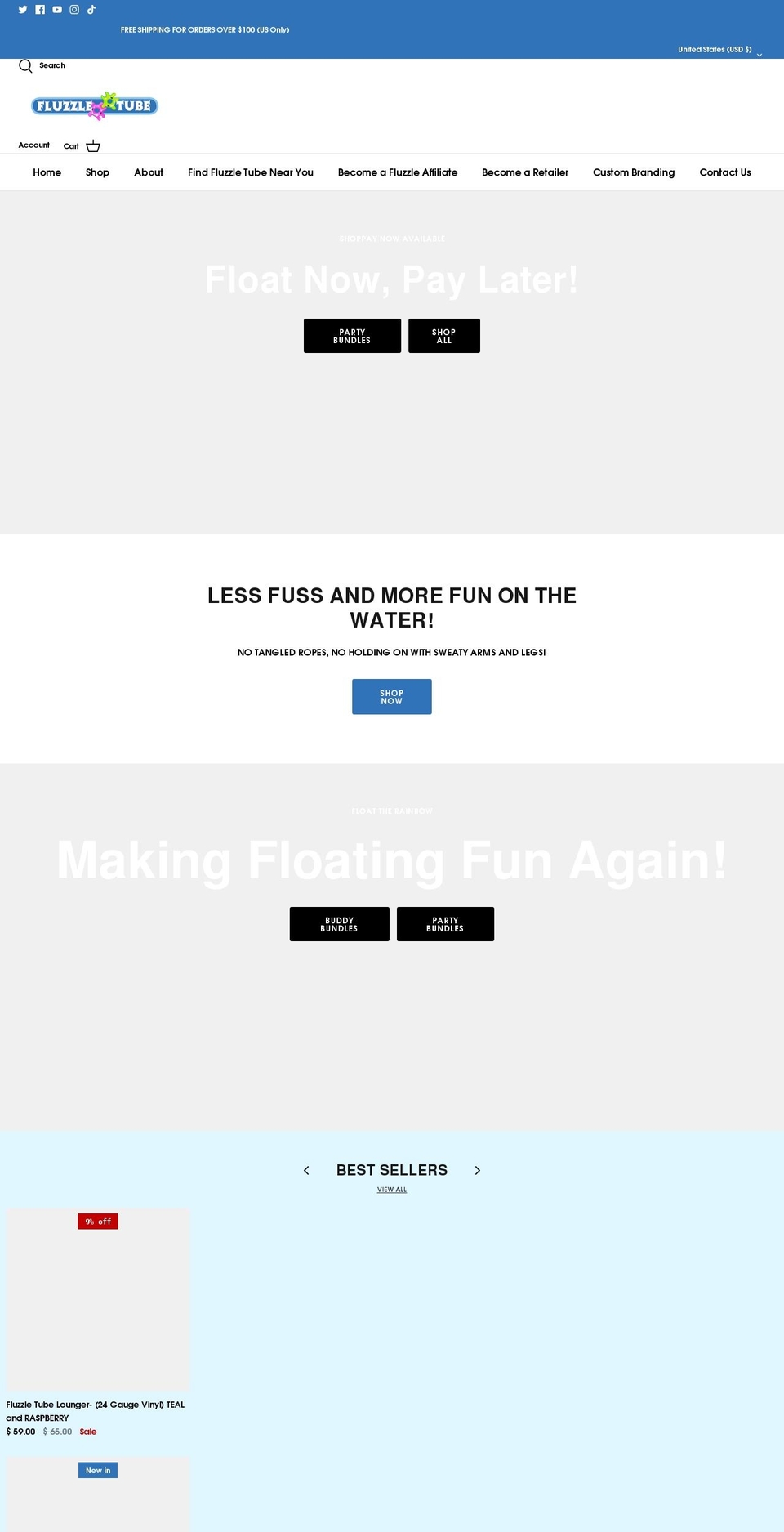 fluzzletube.com shopify website screenshot