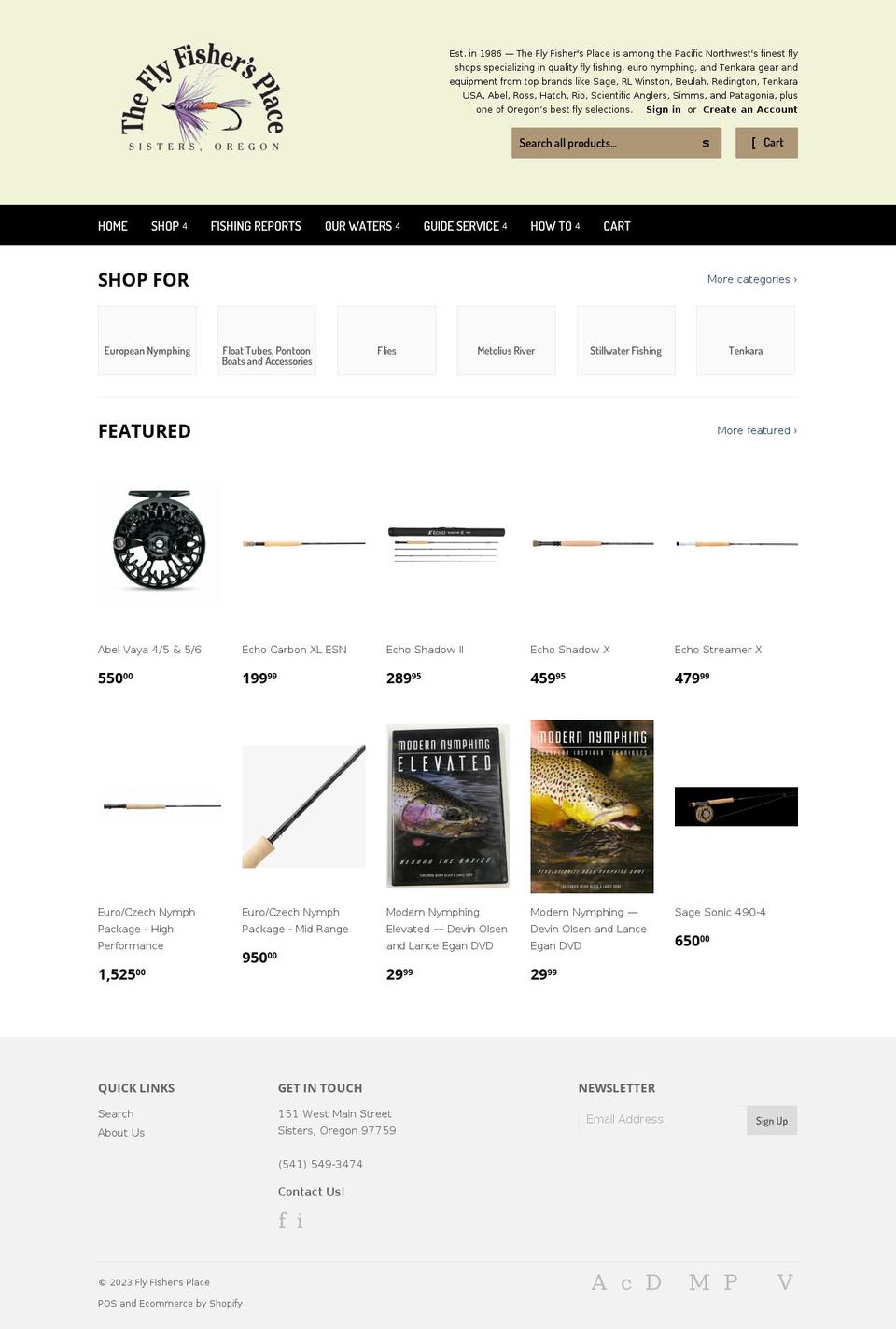 fly-fishers-place.myshopify.com shopify website screenshot