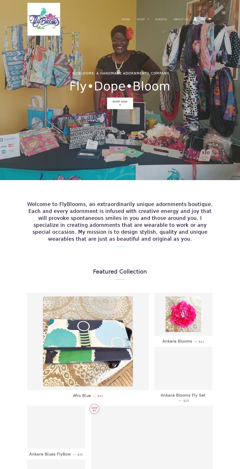flyblooms.com — Shopify storefront screenshot