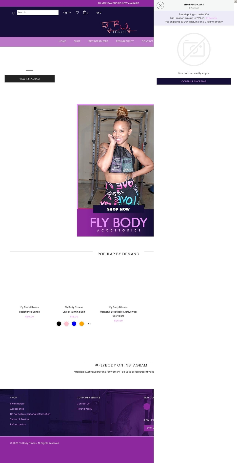 flybodyfitness.net shopify website screenshot