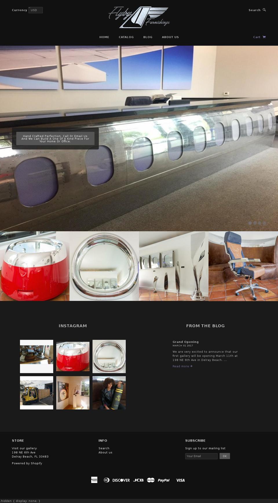 flybyfurnishings.com shopify website screenshot