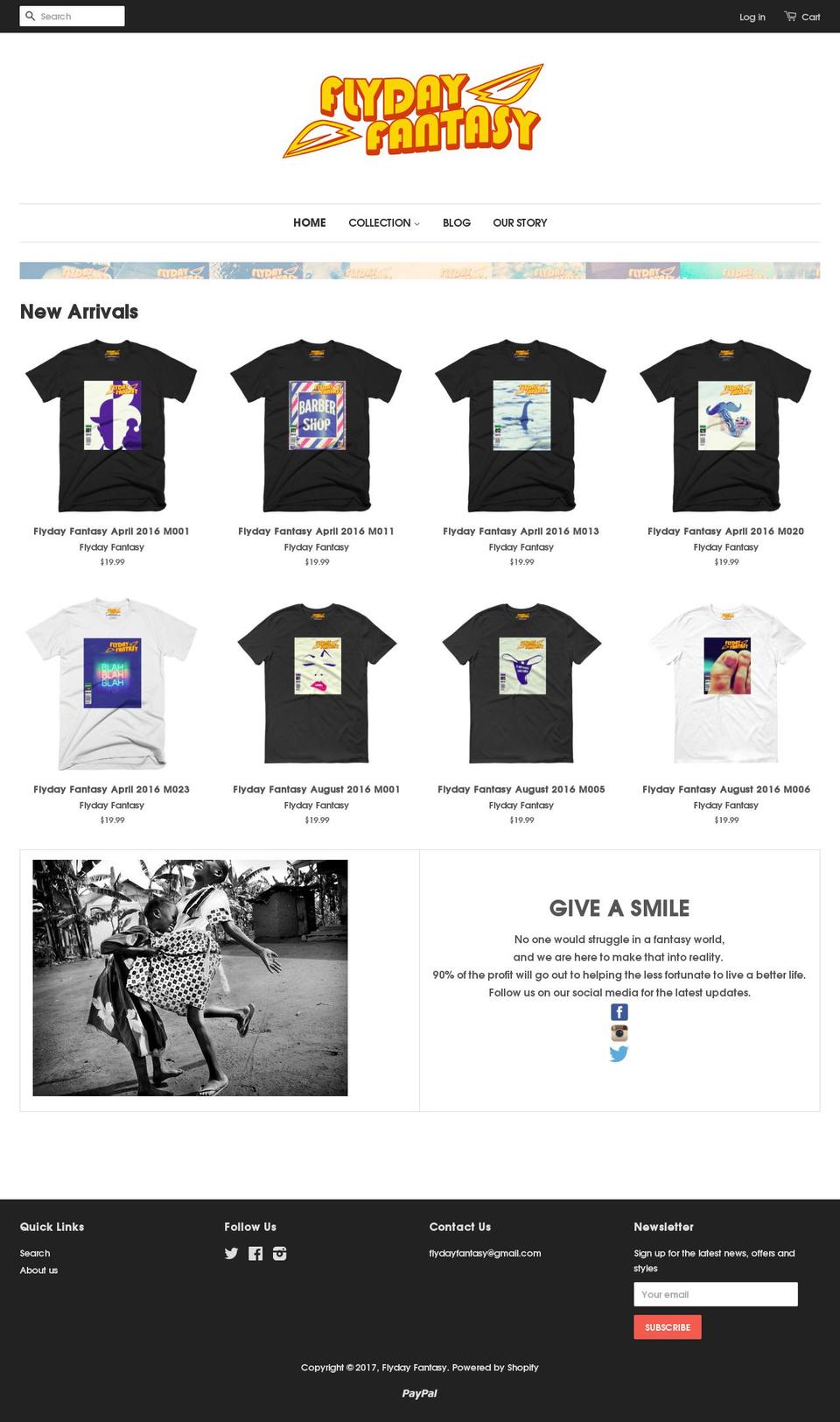 flydayfantasy.com shopify website screenshot