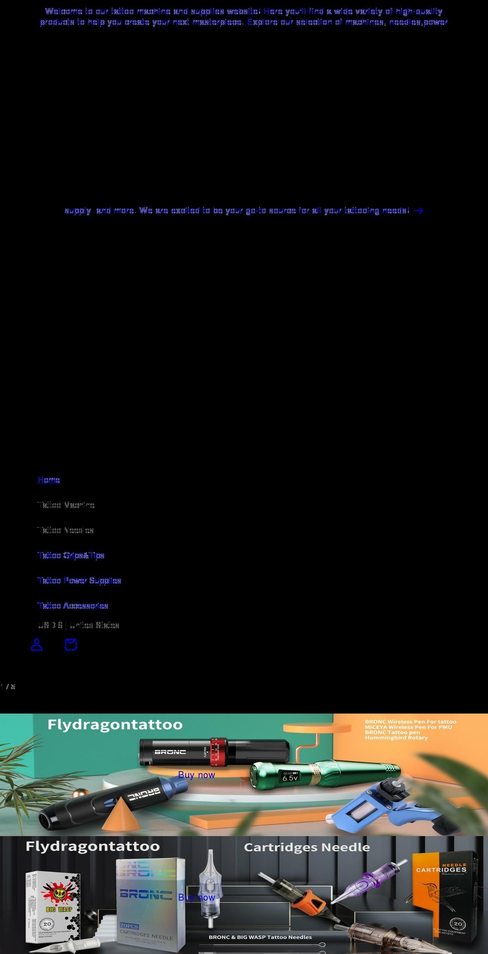 flydragontattoo.com shopify website screenshot