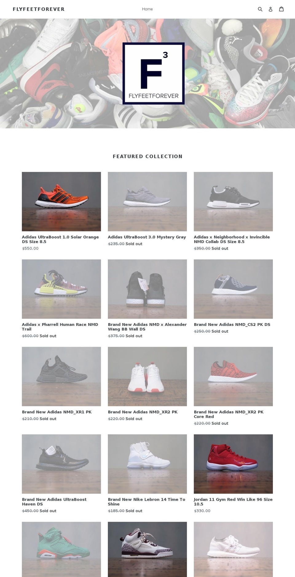 flyfeetforever.com — Shopify storefront screenshot