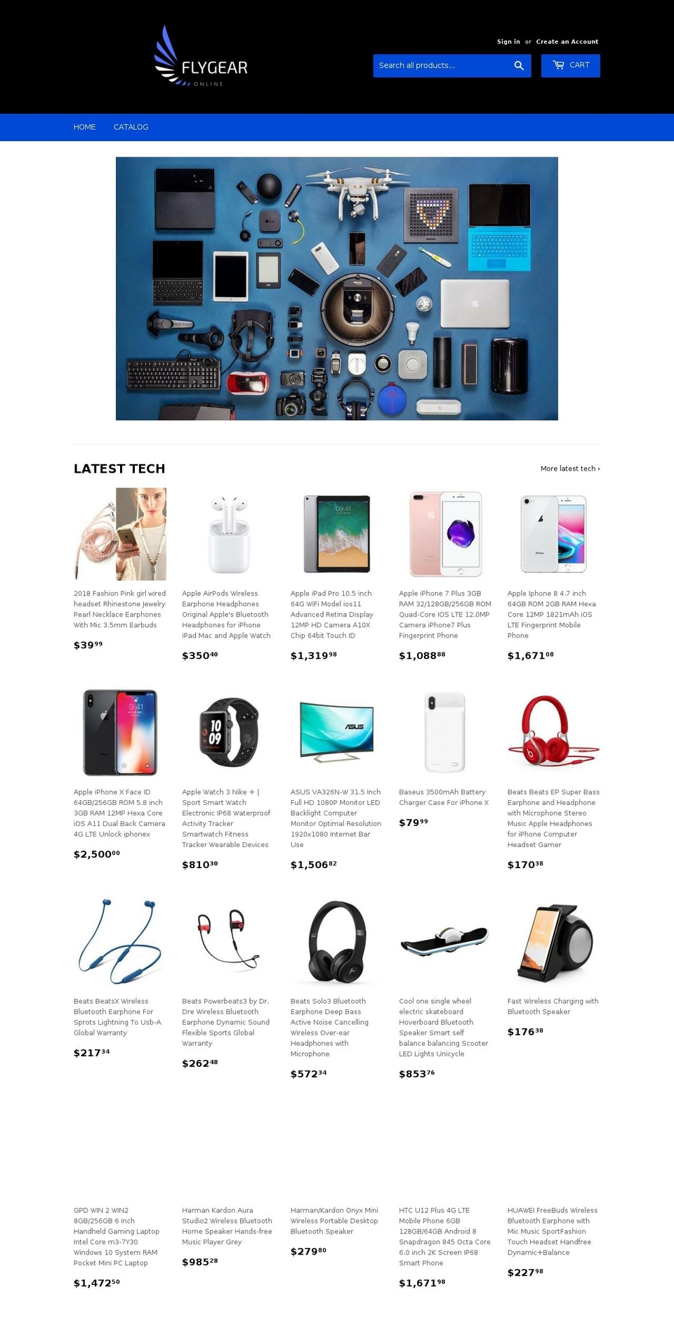 flygearonline.com — Shopify storefront screenshot