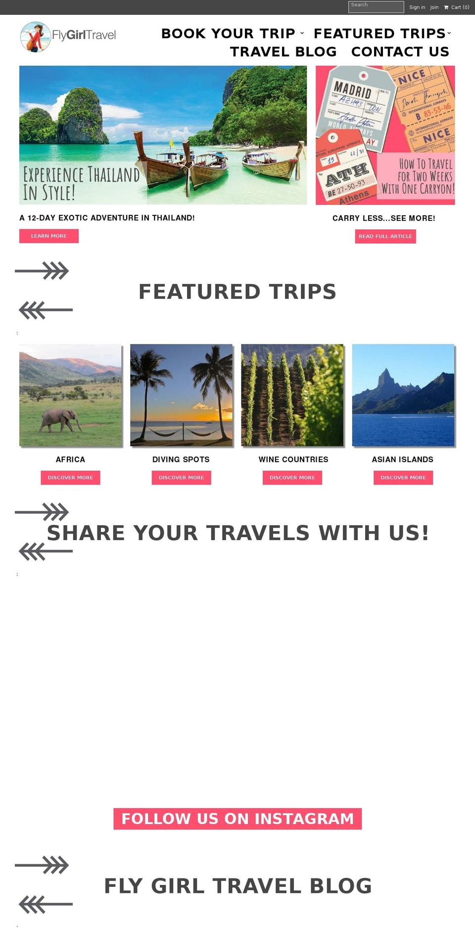 flygirltravel.com — Shopify storefront screenshot