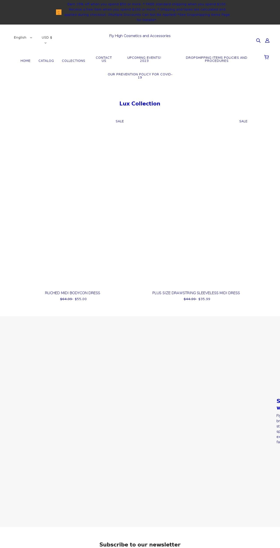 flyhighcosmeticsandaccessories.com shopify website screenshot