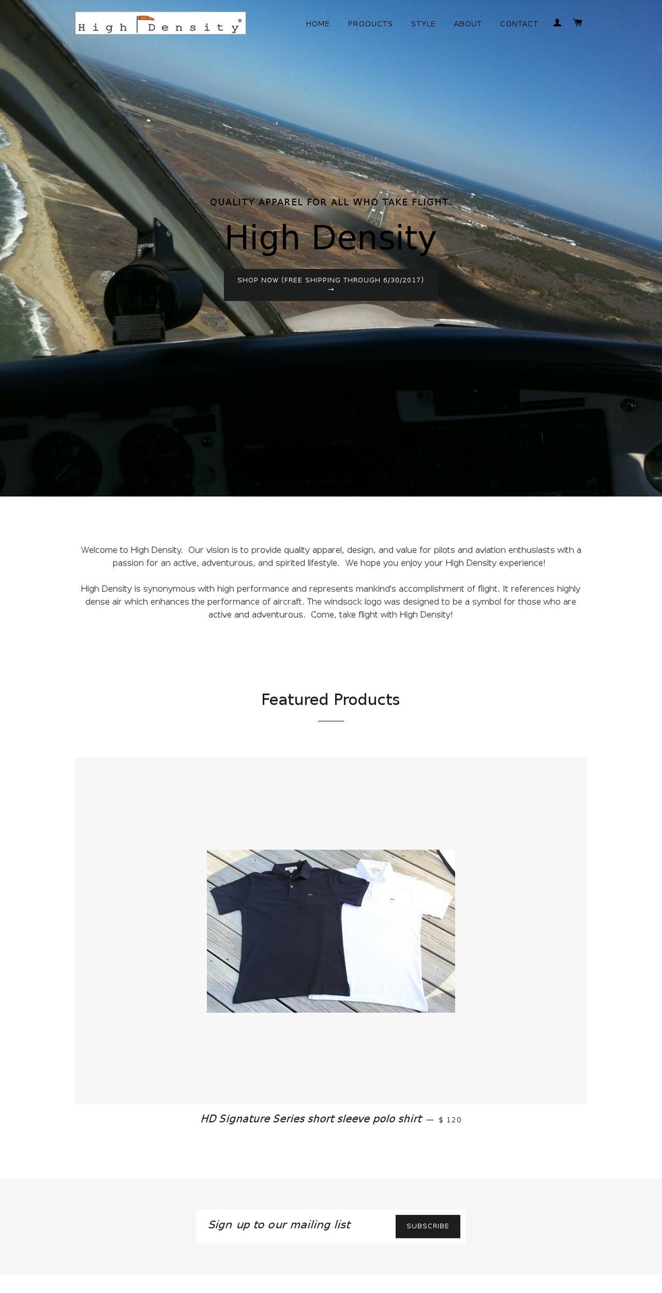 flyhighdensity.com shopify website screenshot