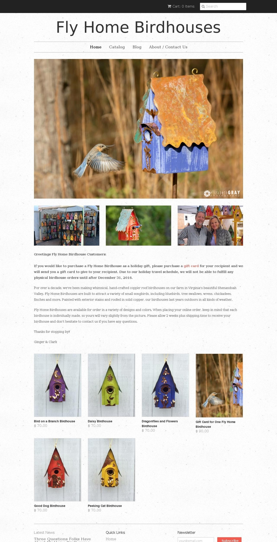 flyhomebirdhouse.com shopify website screenshot