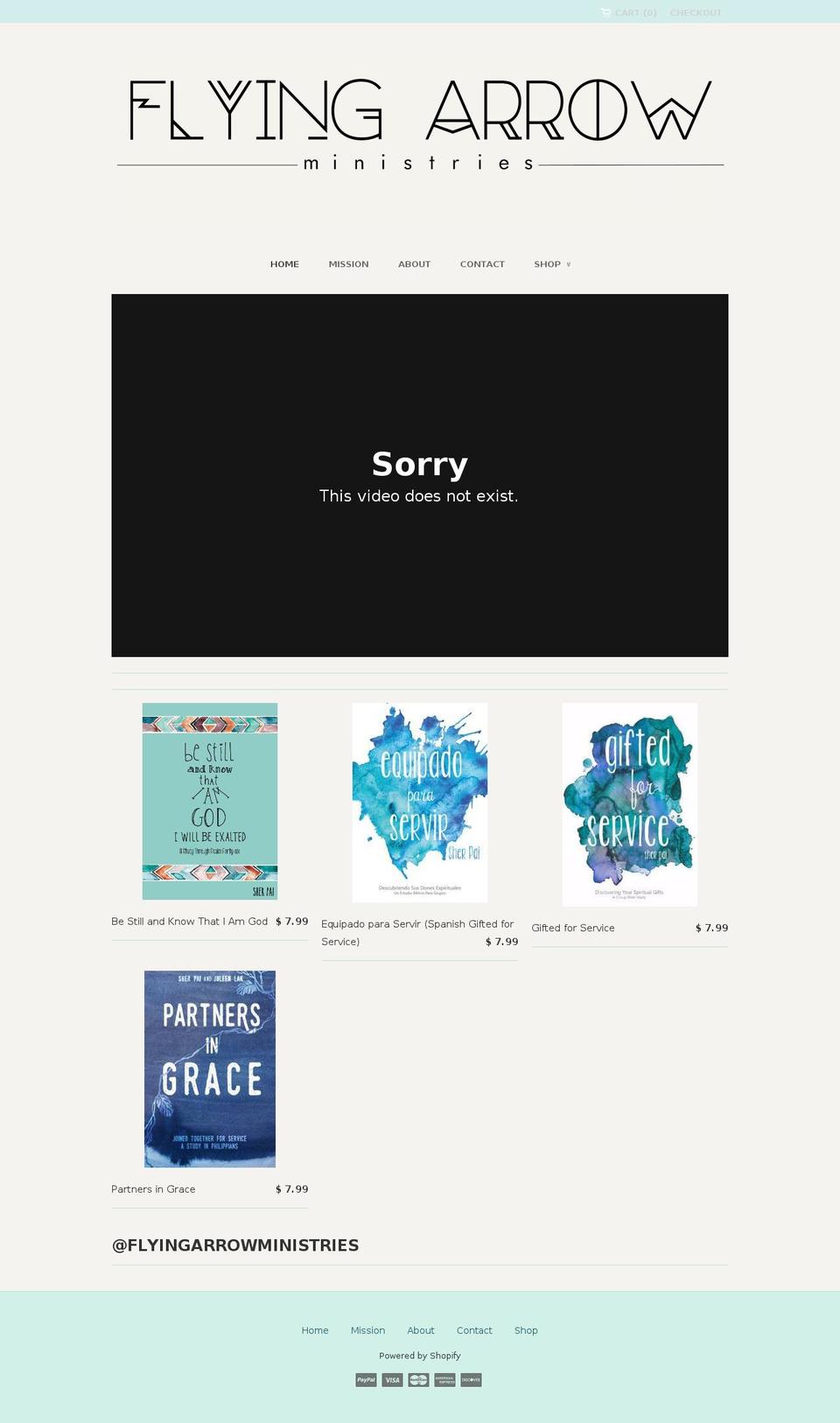 flyingarrowministries.com shopify website screenshot