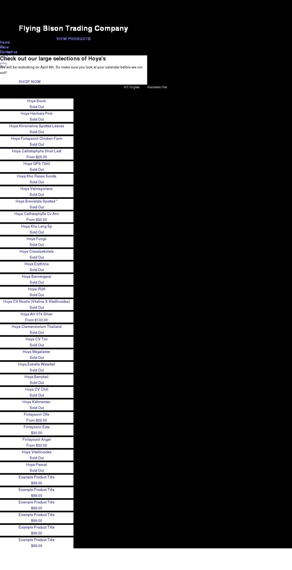 flyingbisontradingcompany.com shopify website screenshot