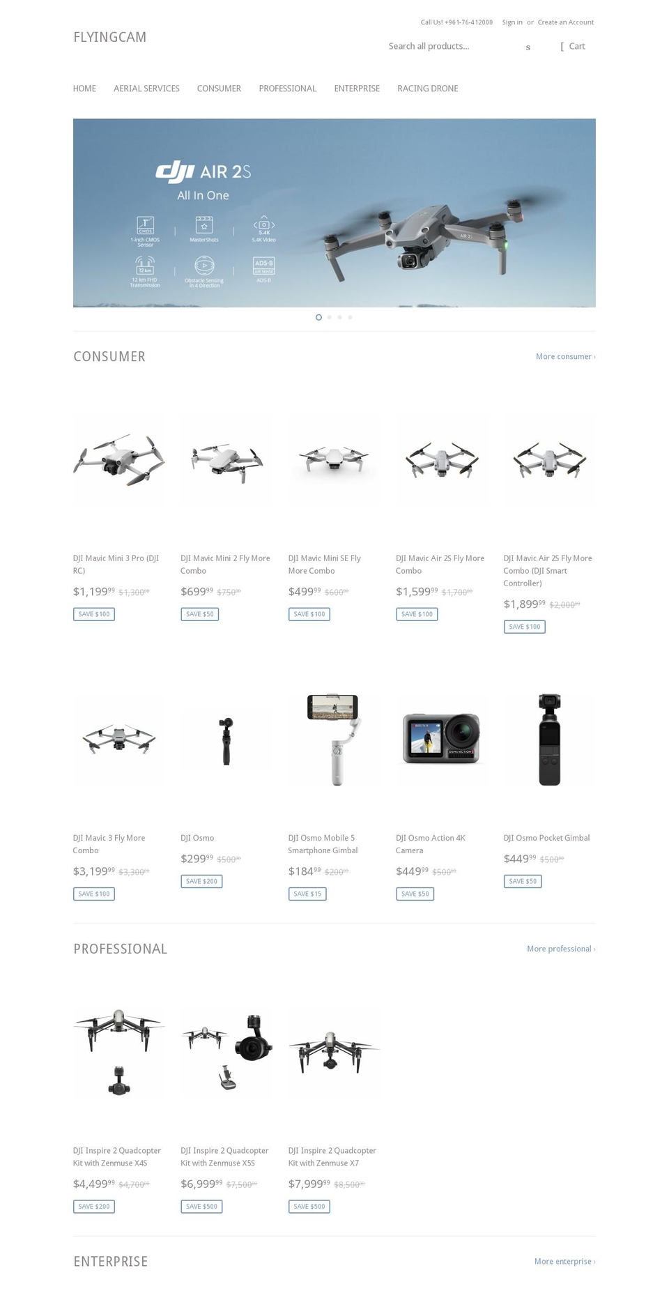 flyingcam.me shopify website screenshot