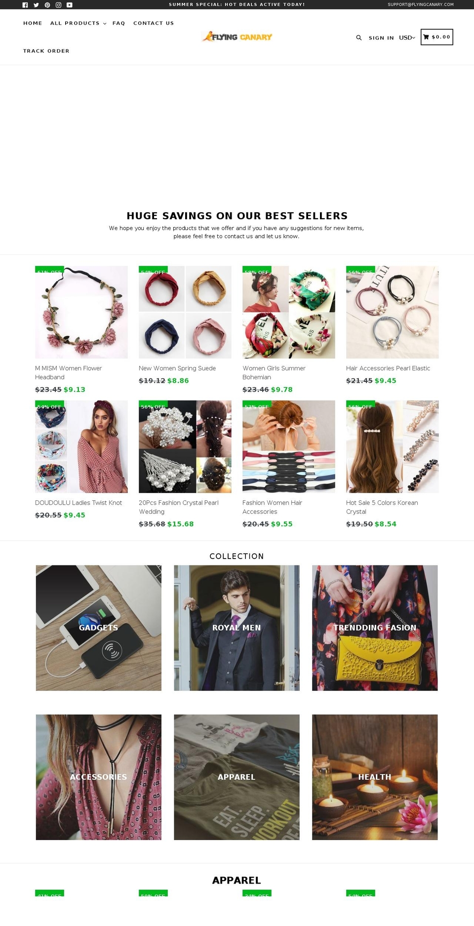 flyingcanary.com — Shopify storefront screenshot