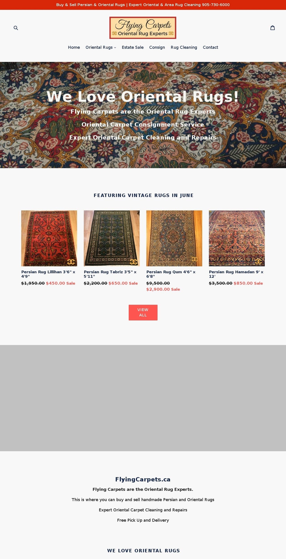 flyingcarpets.ca shopify website screenshot