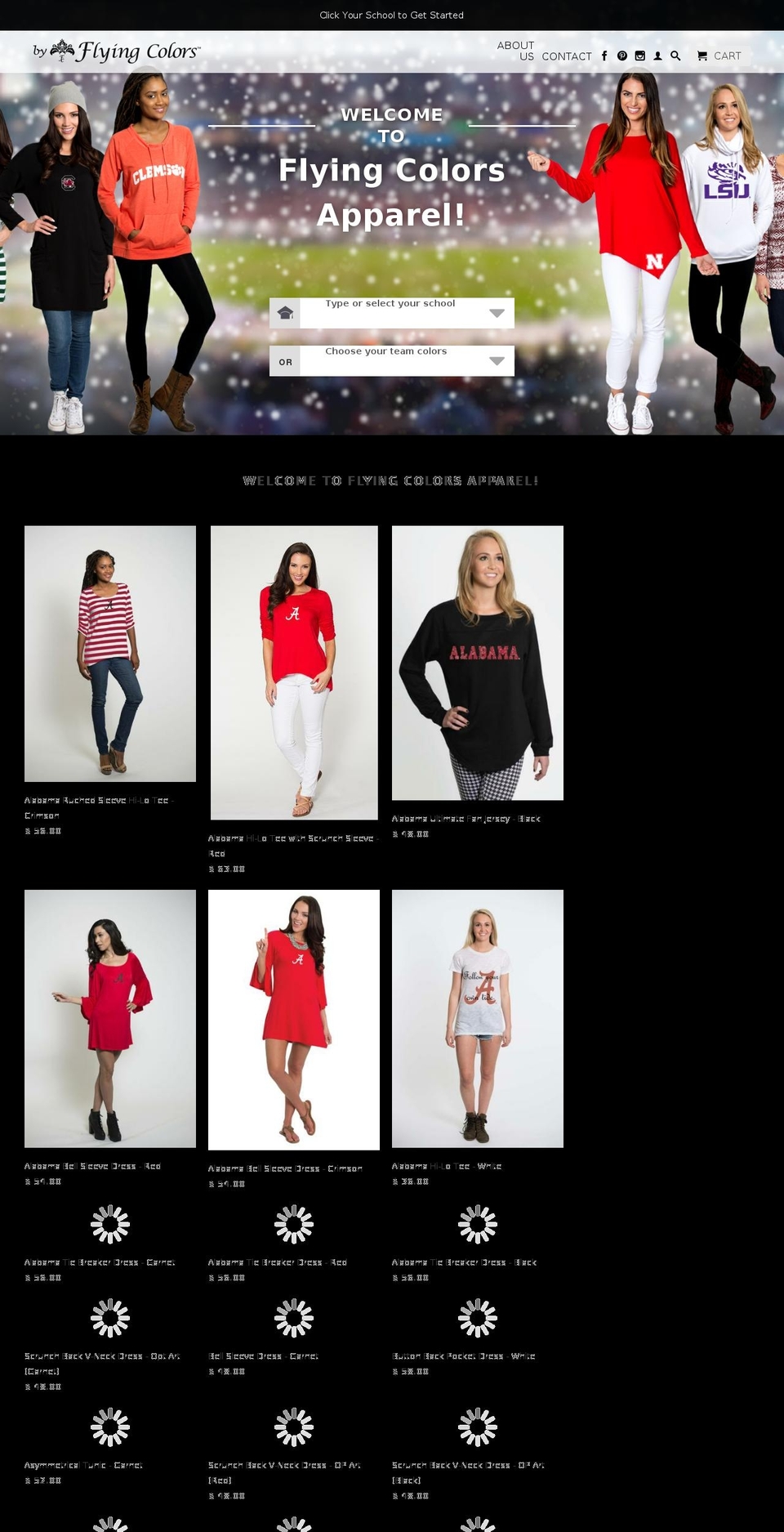 flyingcolorsapparel.com shopify website screenshot