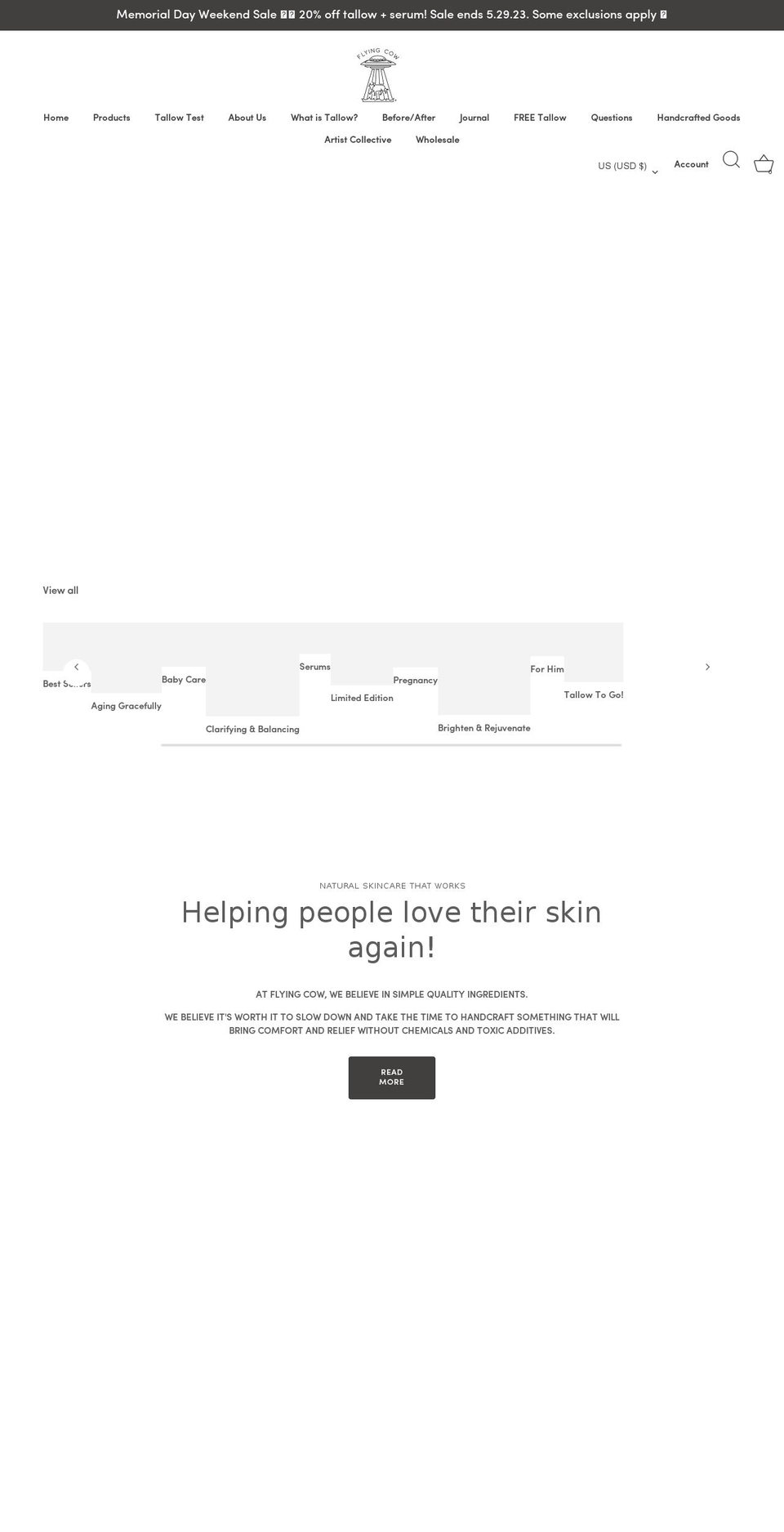 flyingcowtallow.com shopify website screenshot