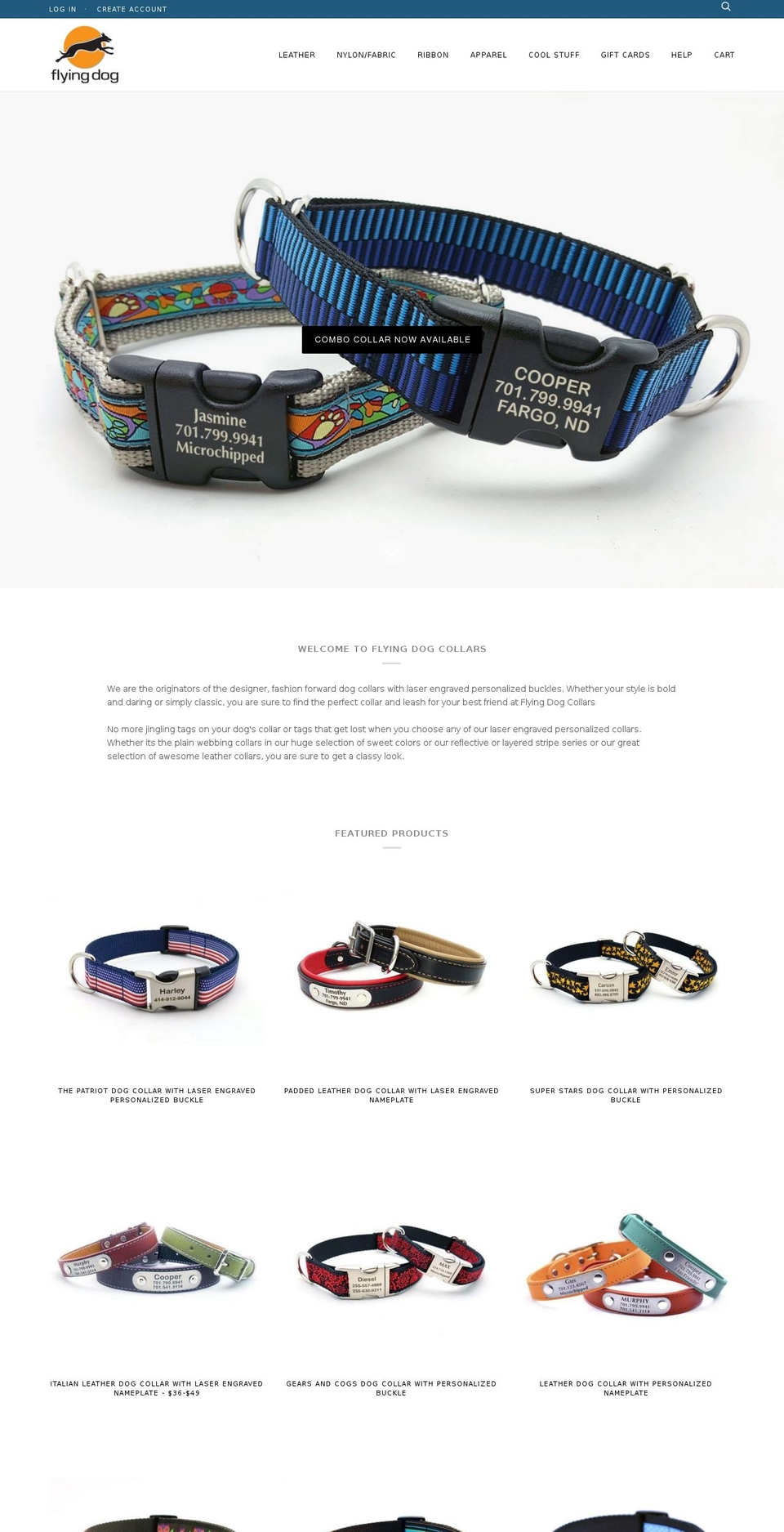 flyingdogcollars.net shopify website screenshot