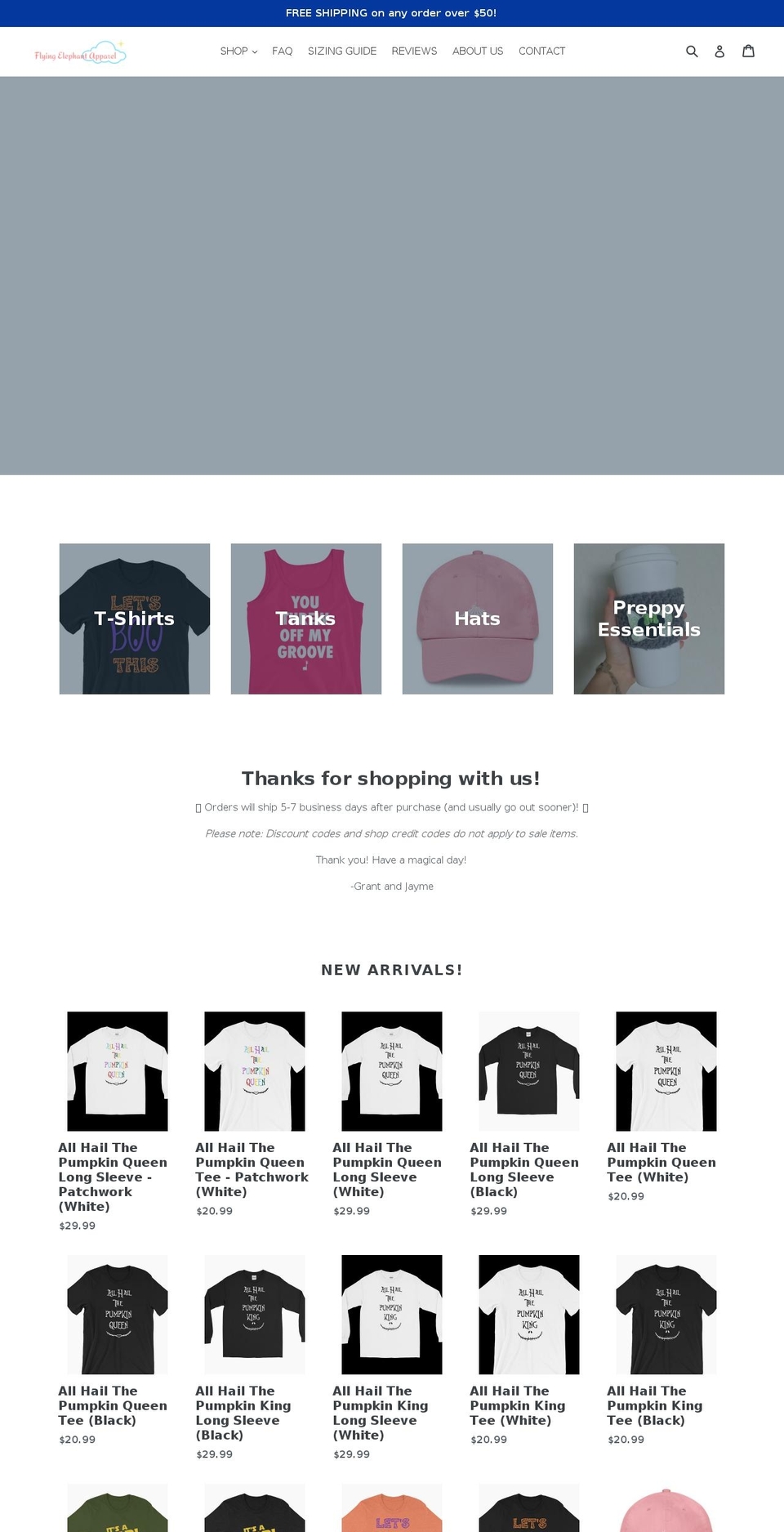 flyingelephantapparel.com shopify website screenshot