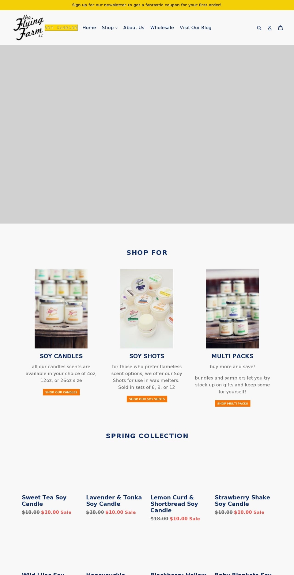 flyingfarmcandles.com — Shopify storefront screenshot