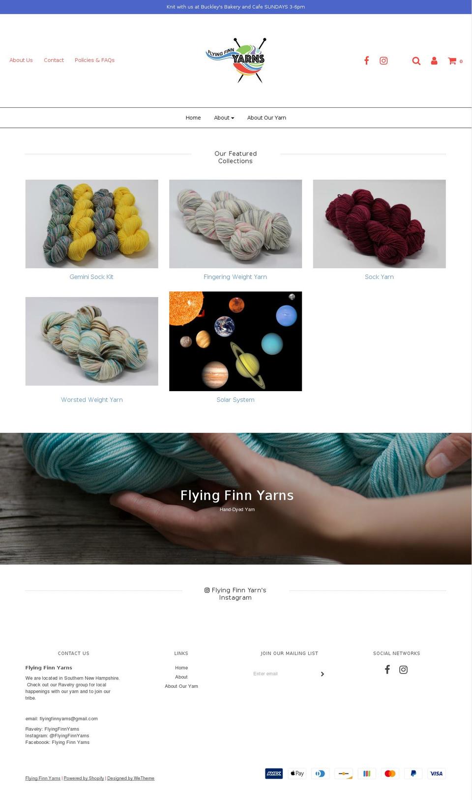 flyingfinnyarns.com — Shopify storefront screenshot