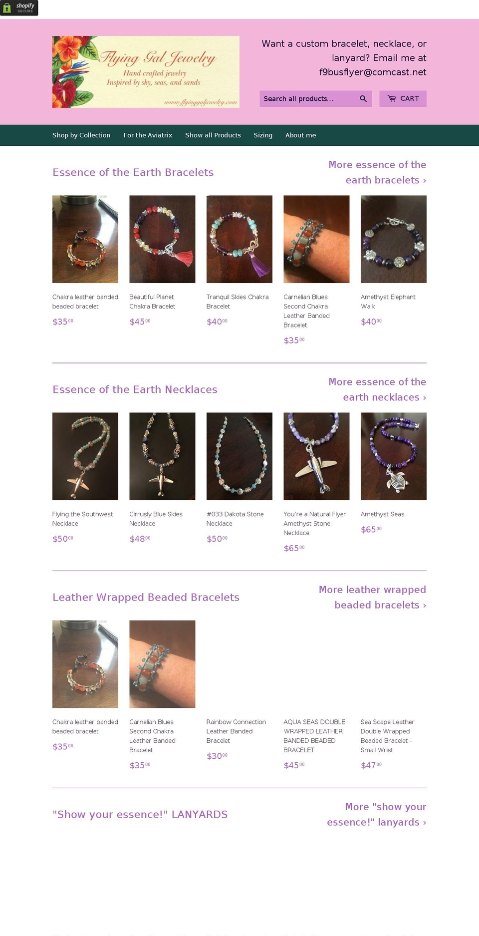 flyinggaljewelry.com — Shopify storefront screenshot