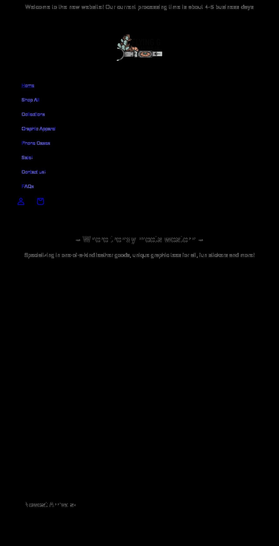 flyinggleatherco.com shopify website screenshot