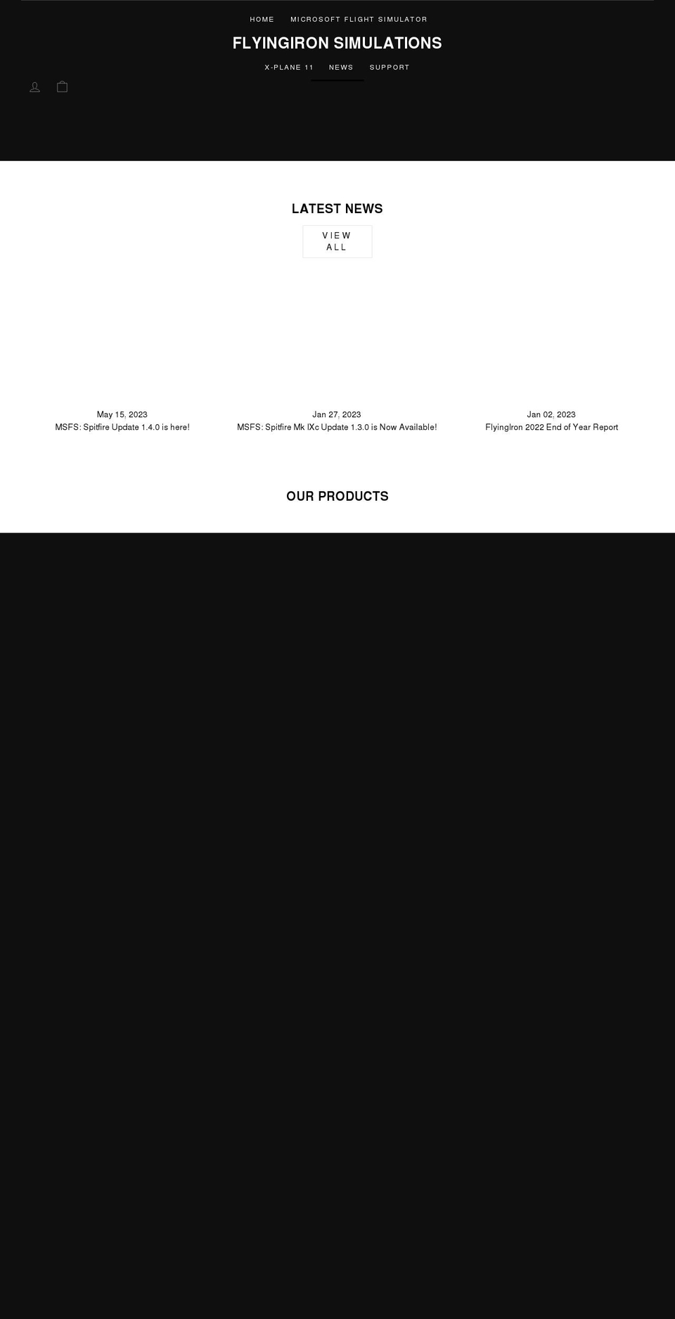 flyingironsimulations.com shopify website screenshot