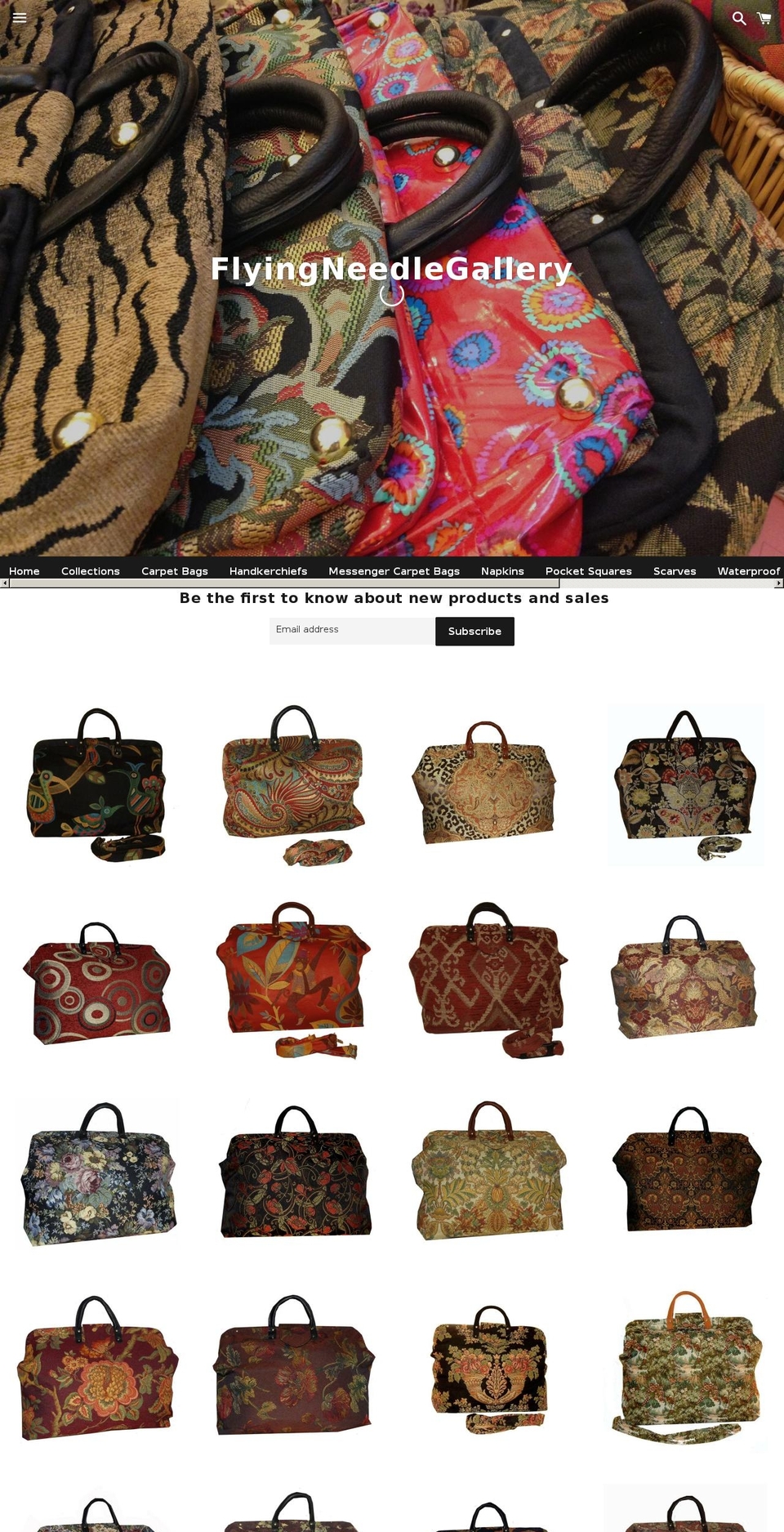 flyingneedlegallery.com shopify website screenshot