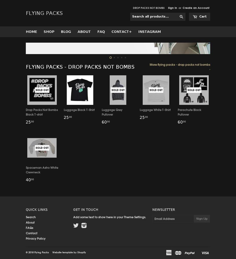 flyingpacks.com — Shopify storefront screenshot