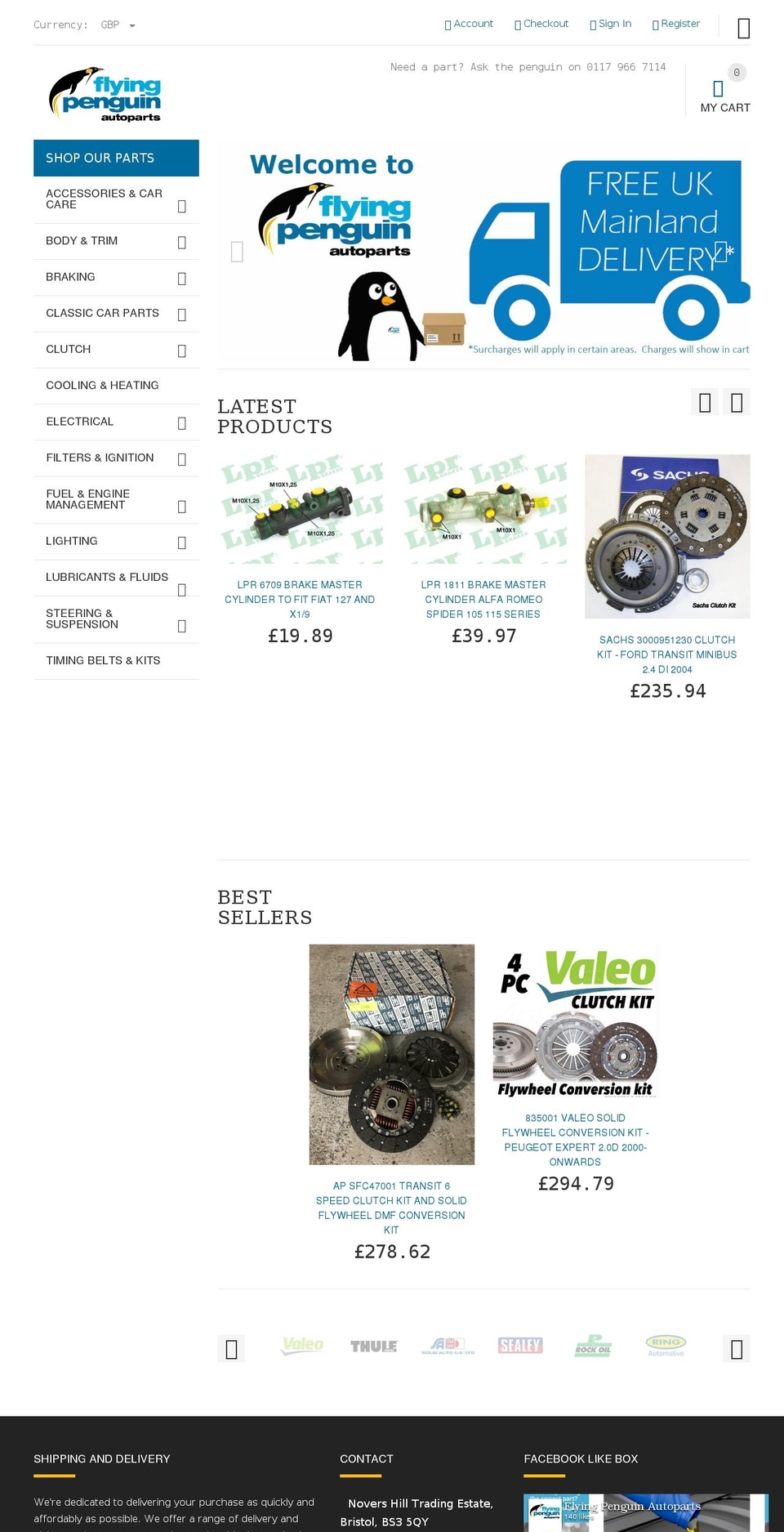 flyingpenguinautoparts.com shopify website screenshot