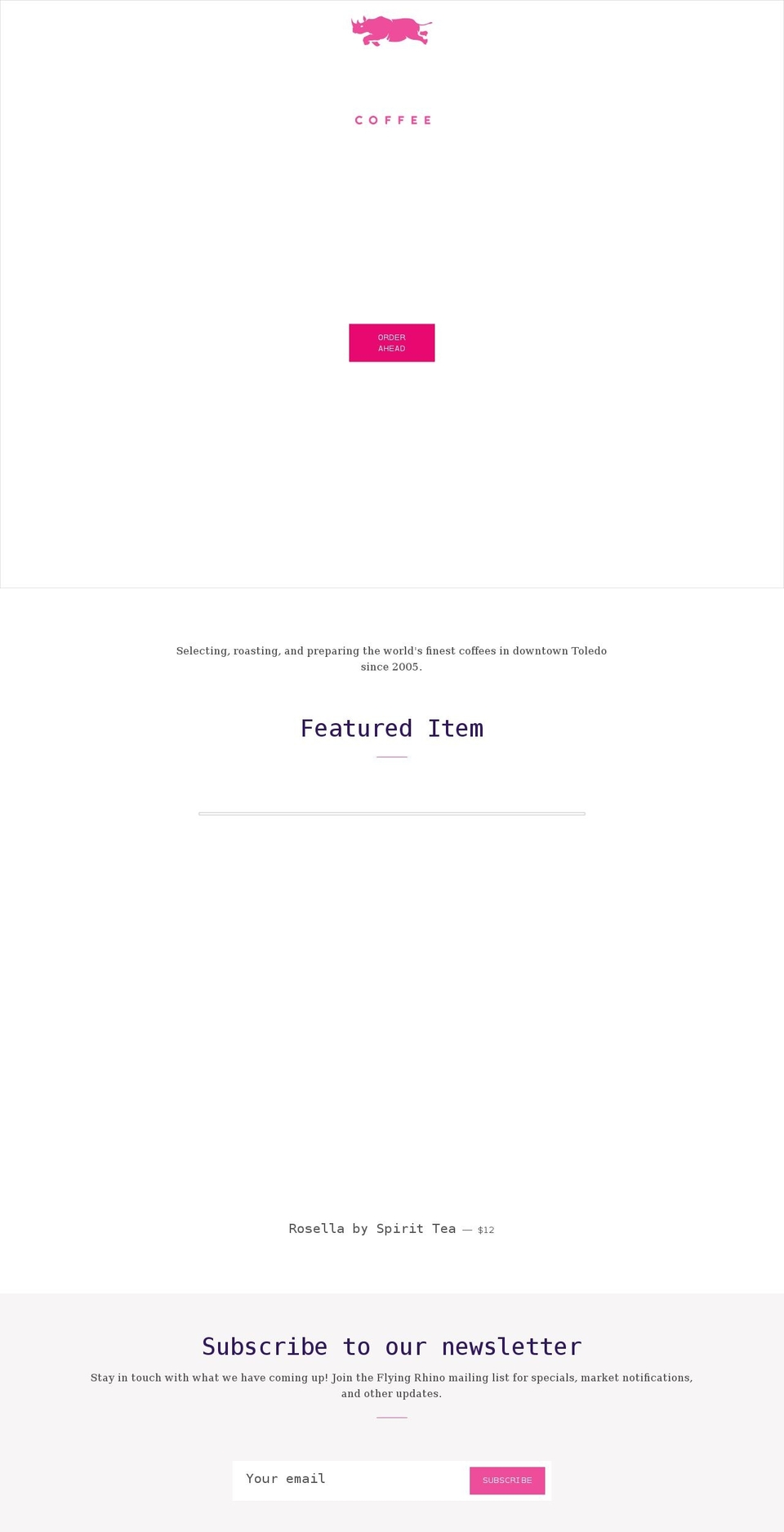 flyingrhinocoffee.com shopify website screenshot