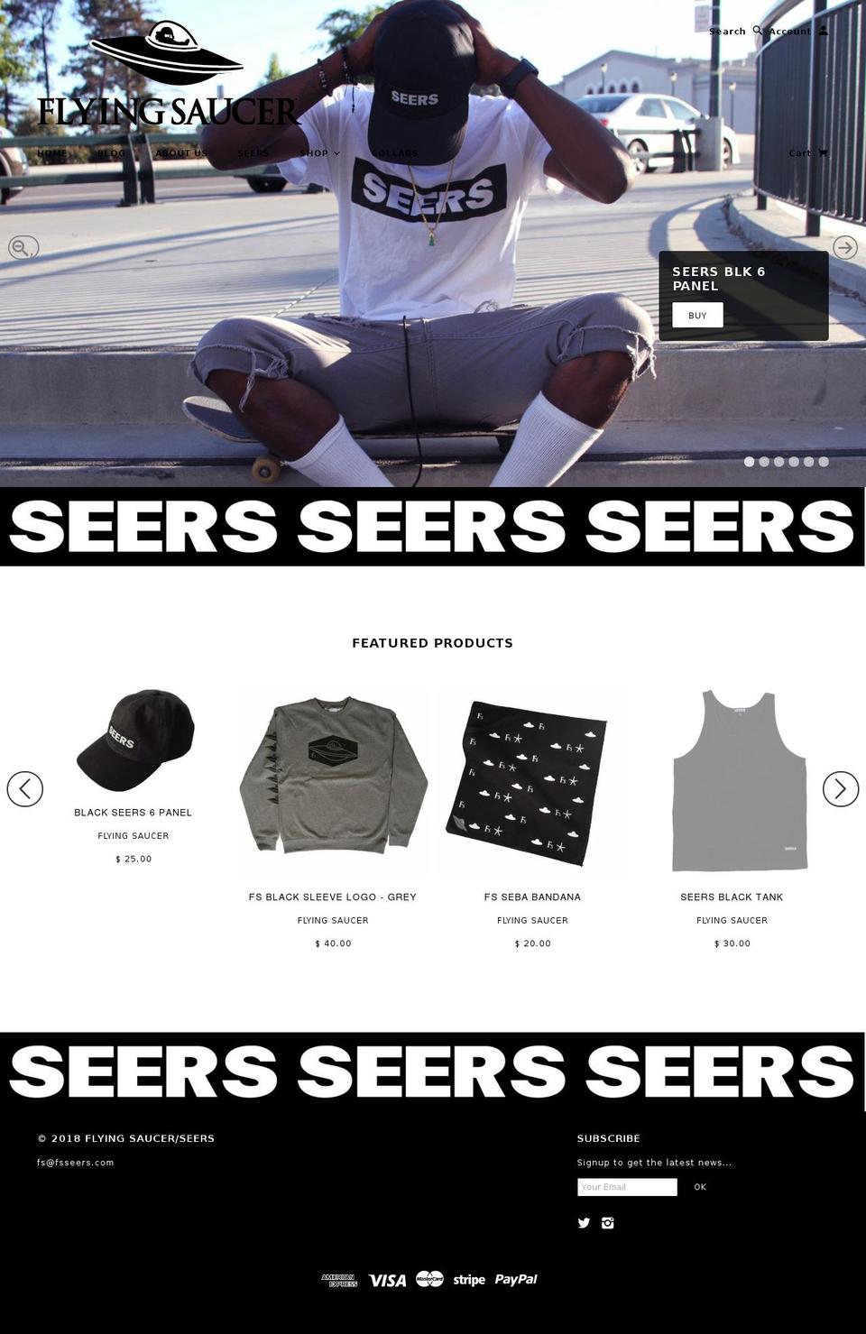flyingsaucerclothing.com — Shopify storefront screenshot