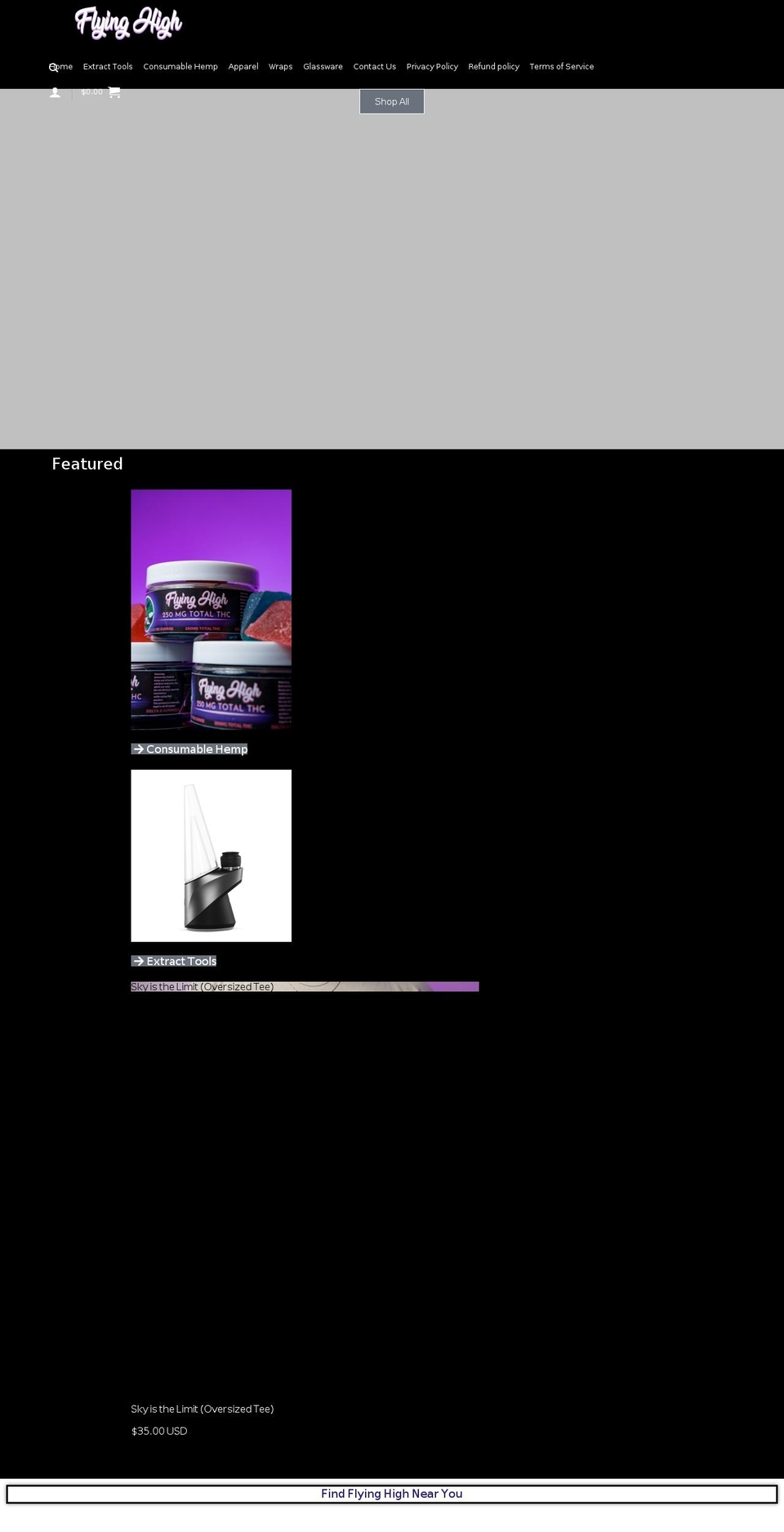 flyinhighclothing.com shopify website screenshot
