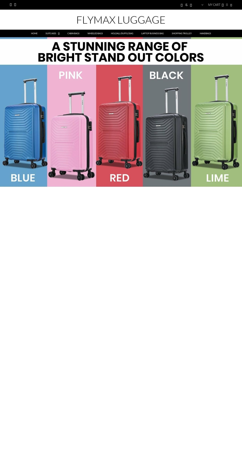 flymaxluggage.com shopify website screenshot