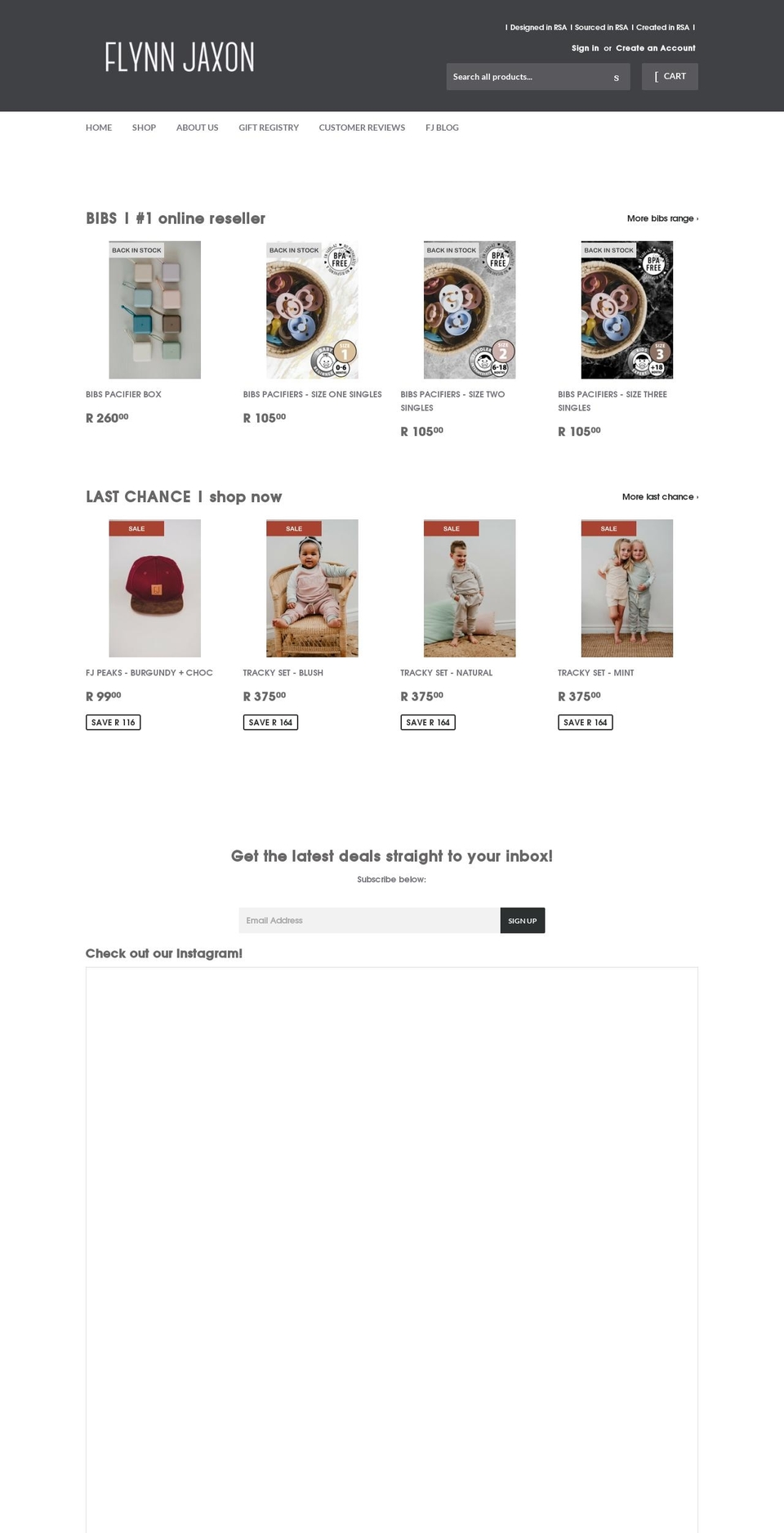 flynnjaxon.co.za shopify website screenshot