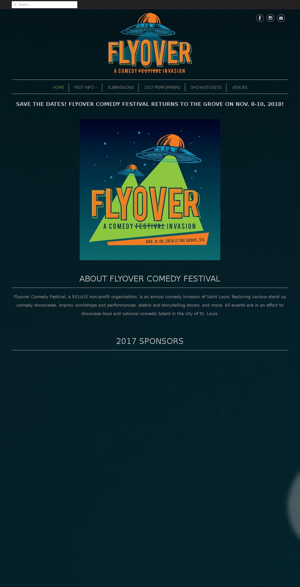 flyovercomedyfest.com shopify website screenshot