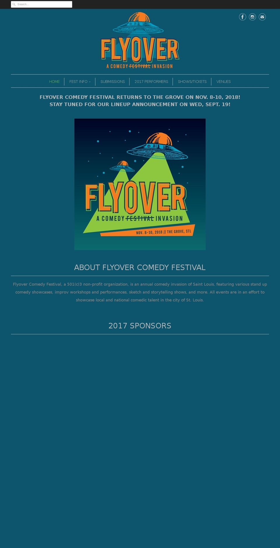 flyovercomedyfestival.com — Shopify storefront screenshot