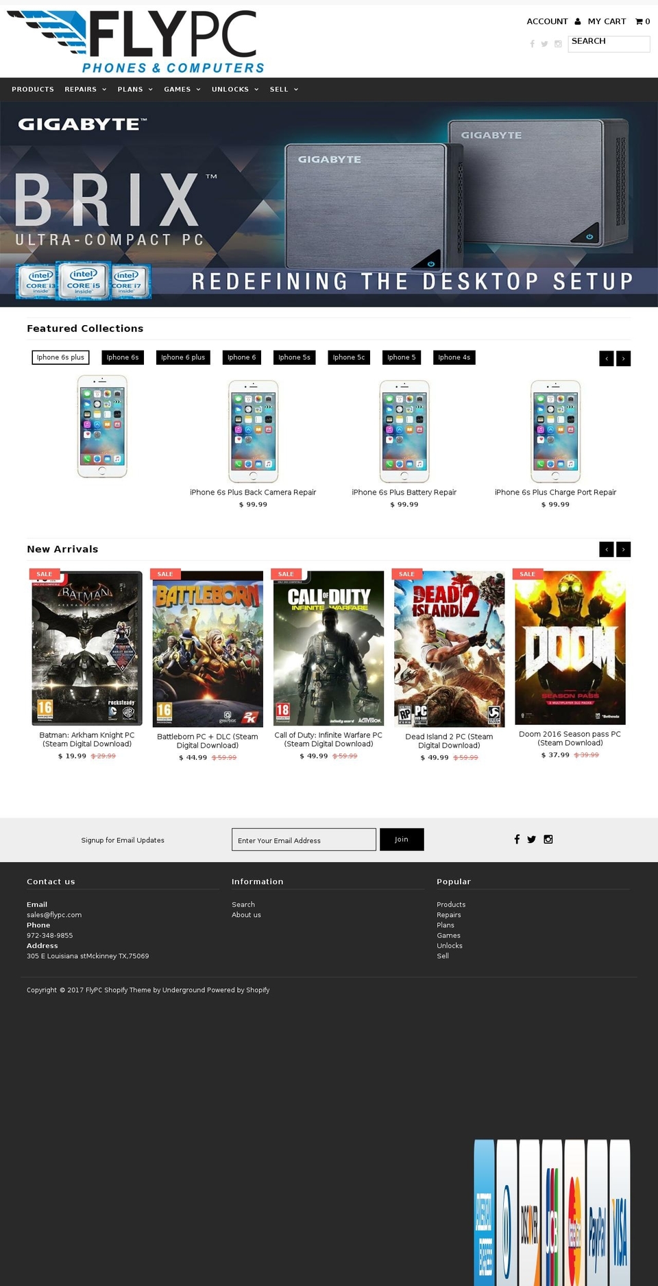 flypc.com shopify website screenshot