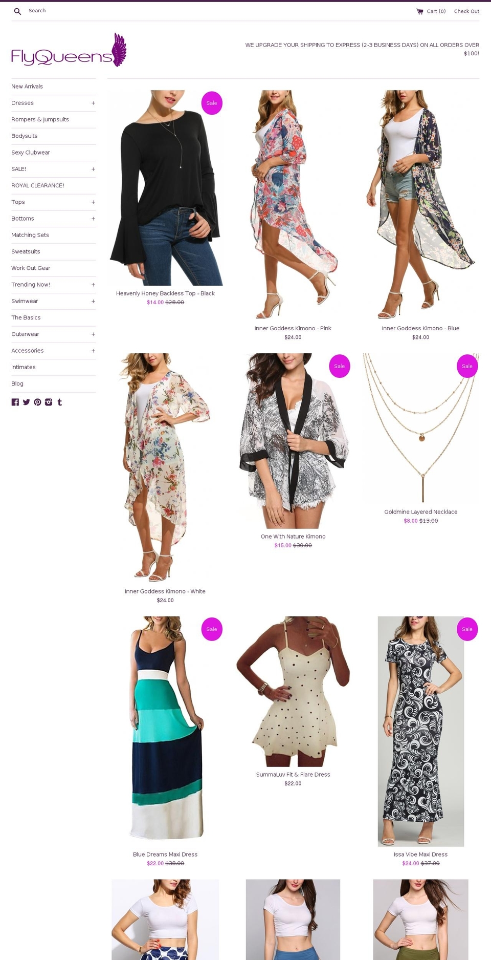 flyqueens.com shopify website screenshot