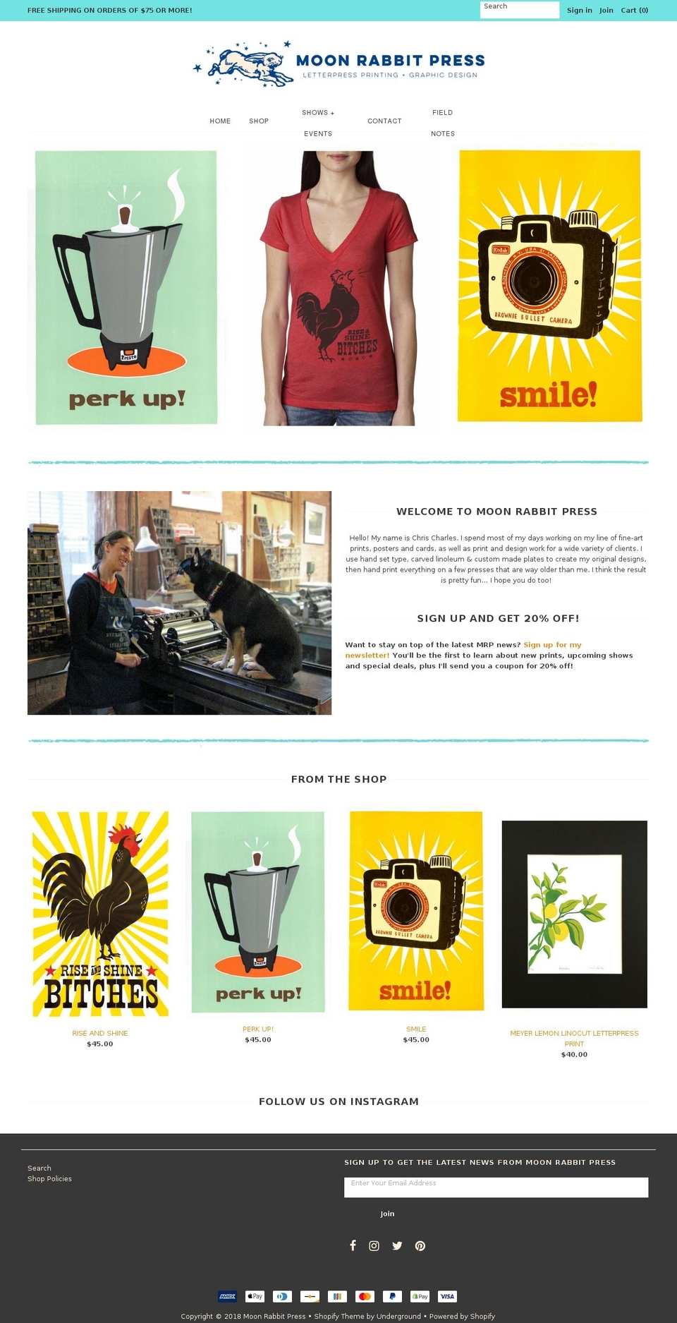 flyrabbitpress.com — Shopify storefront screenshot