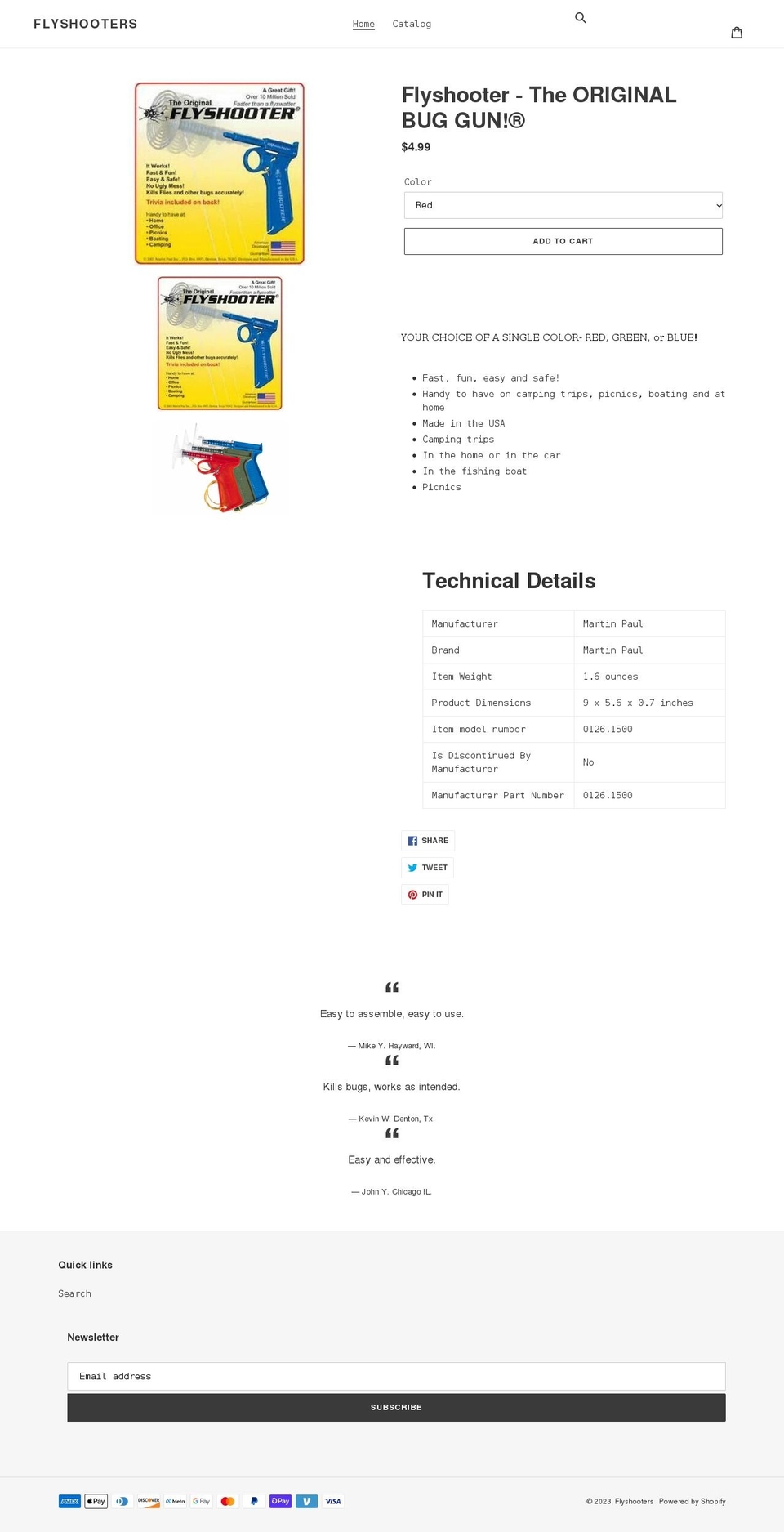 flyshooters.com shopify website screenshot