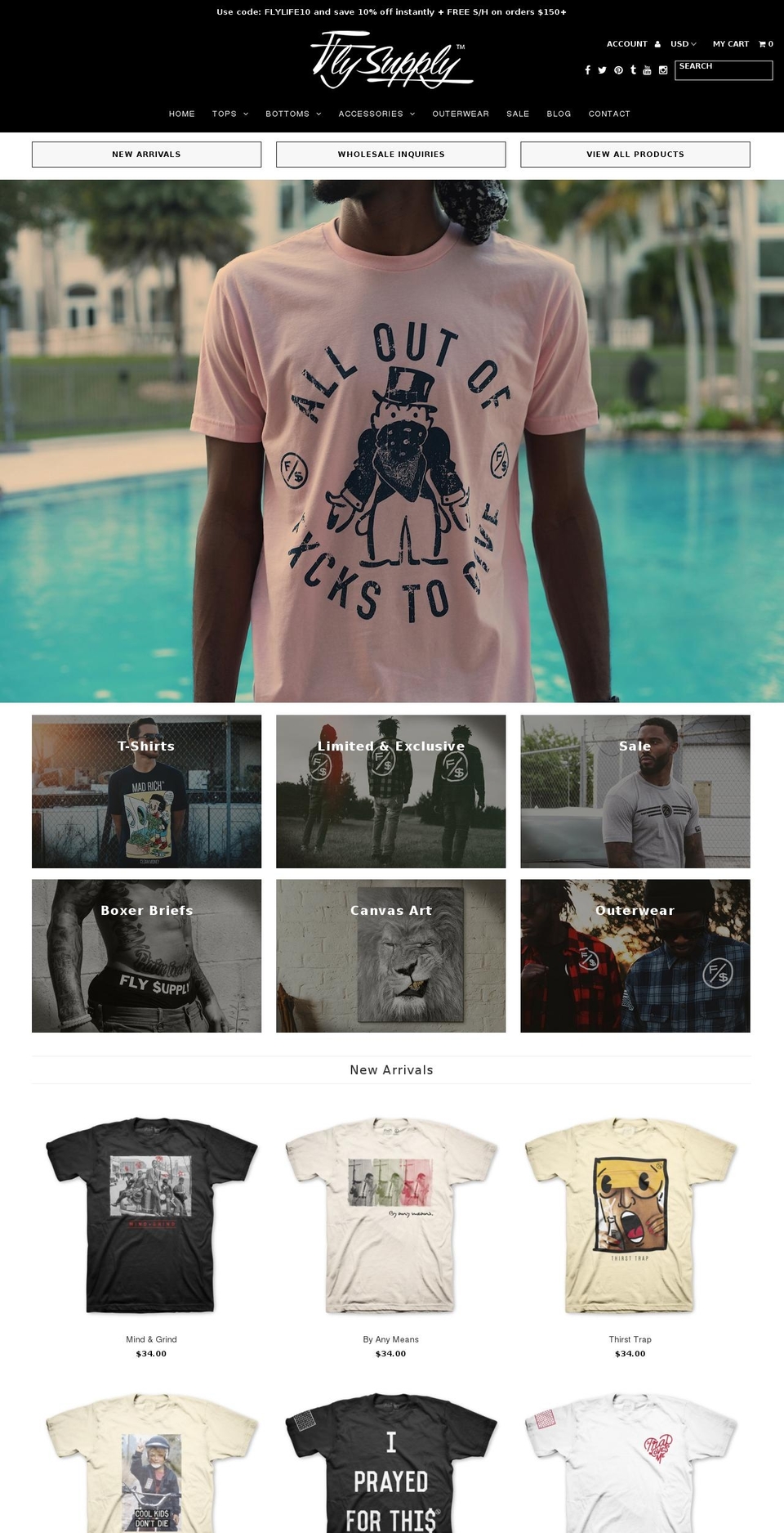 flysupplyco.com shopify website screenshot
