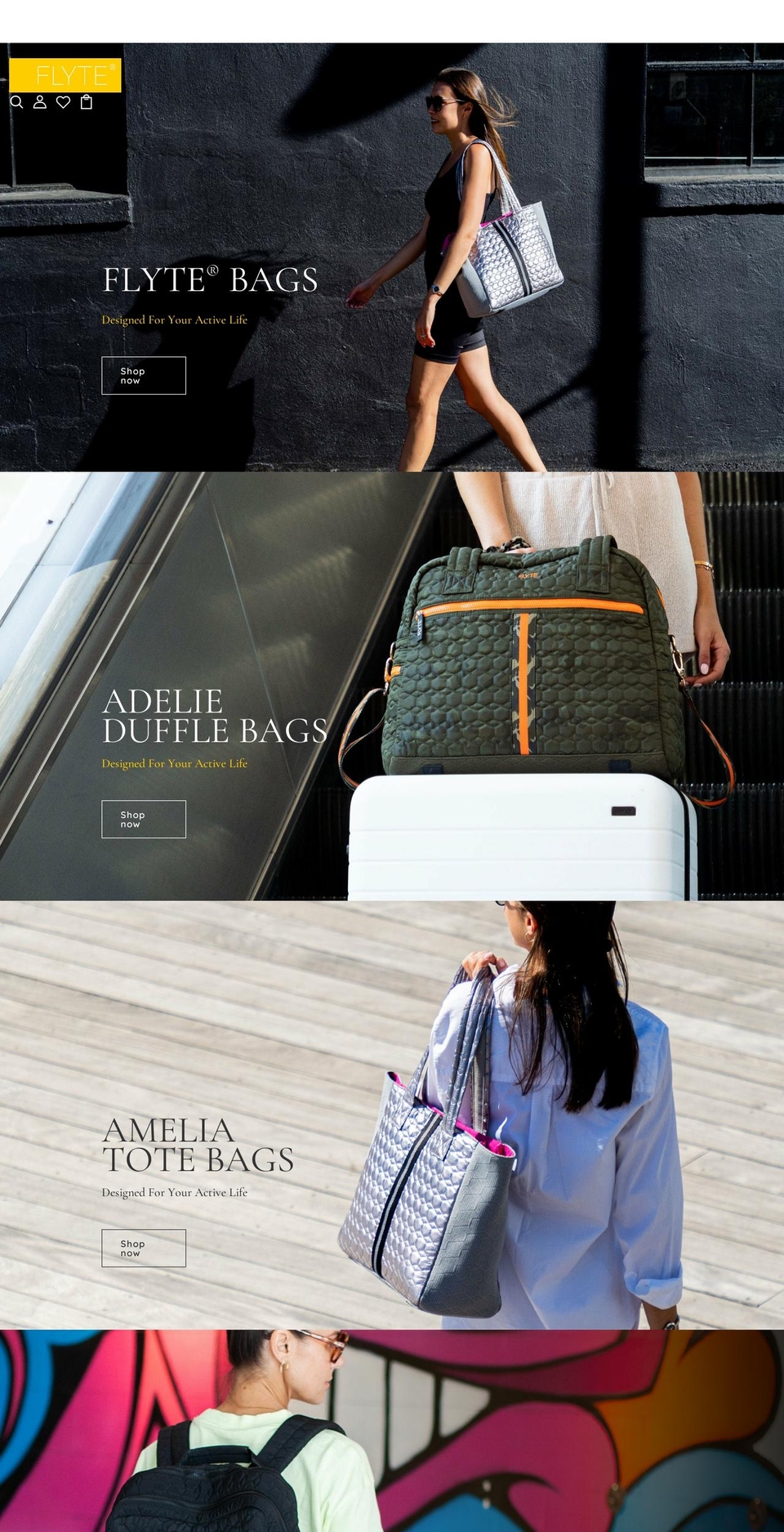 Alamp Shopify theme site example flytebags.com